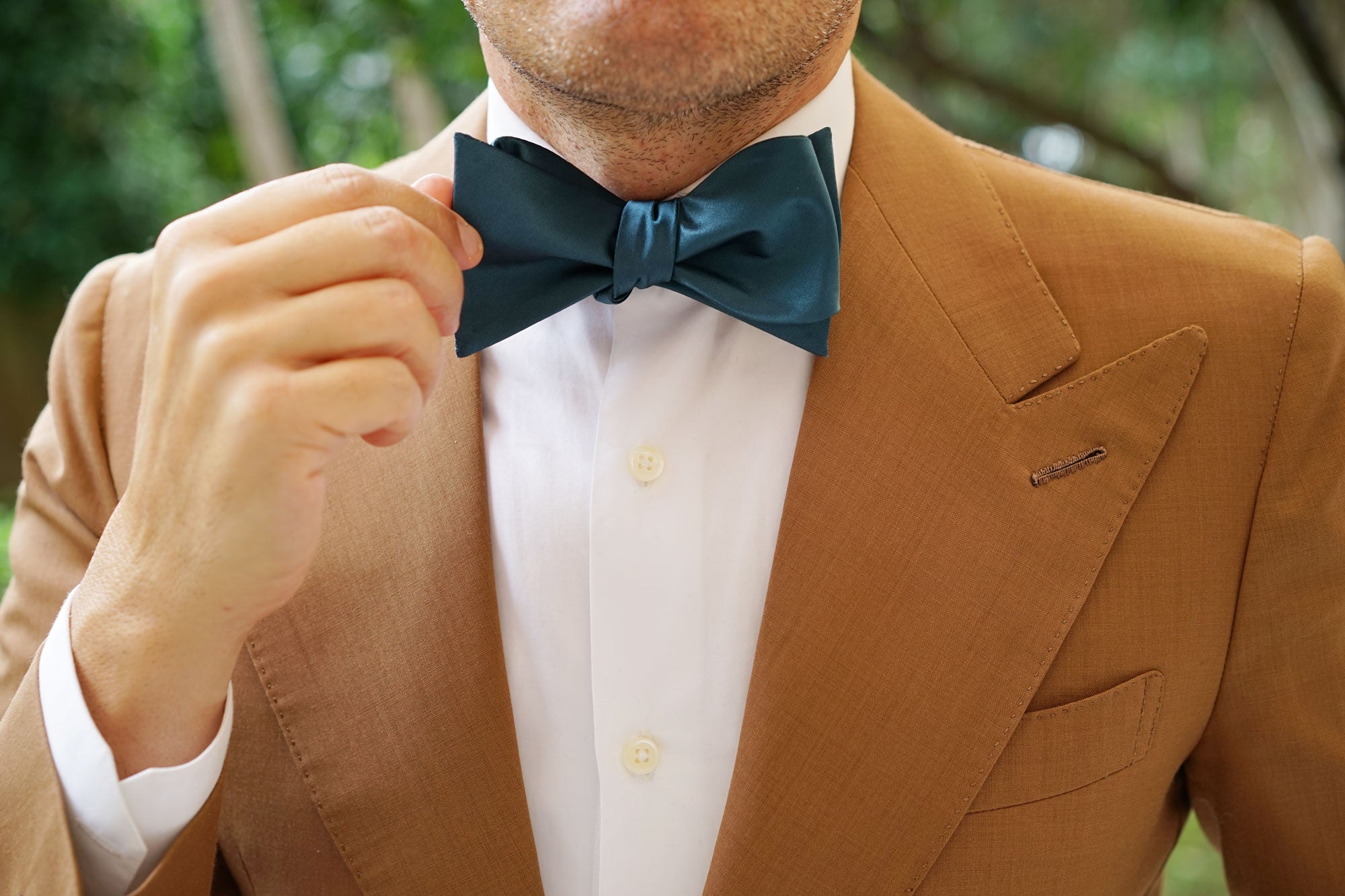 Deep Jade Satin Self Bow Tie