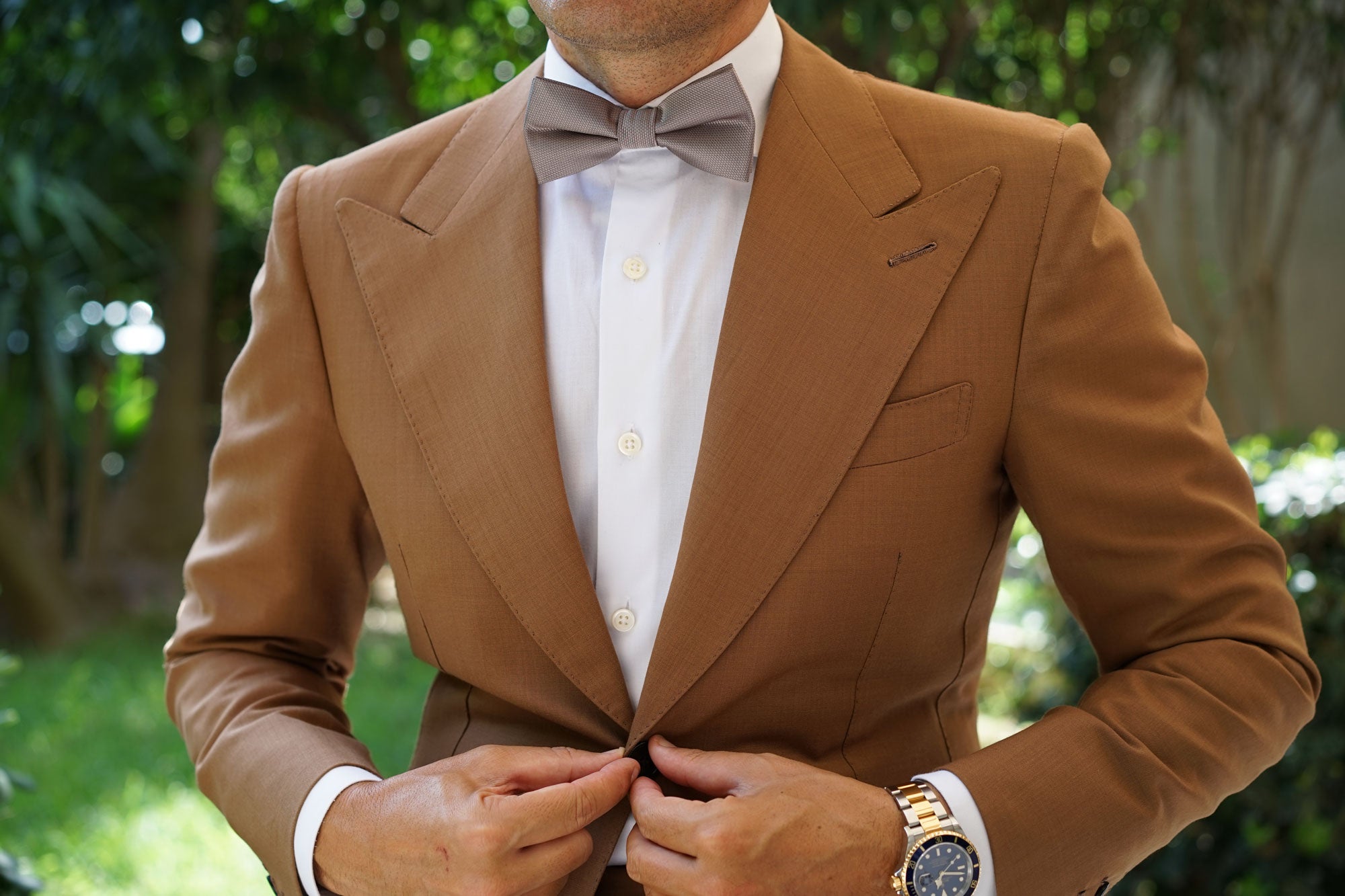 Portobello Beige Weave Bow Tie