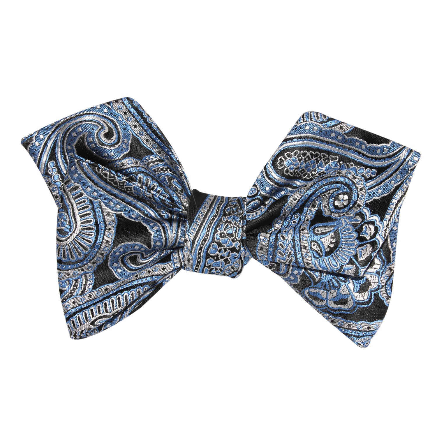 Paisley Blue Self Tie Diamond Tip Bow Tie