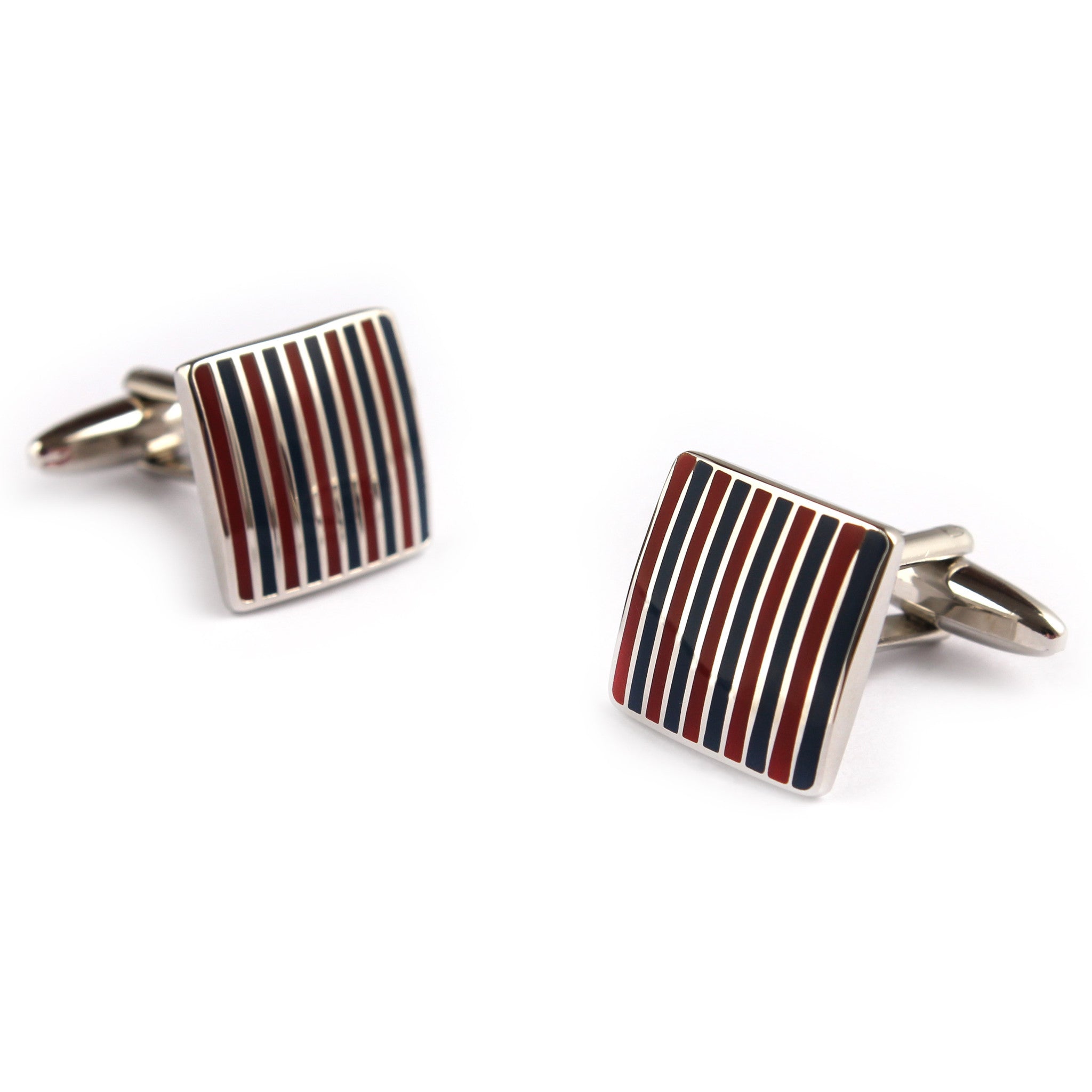 Navy Blue and Maroon Pinstripe Cufflinks