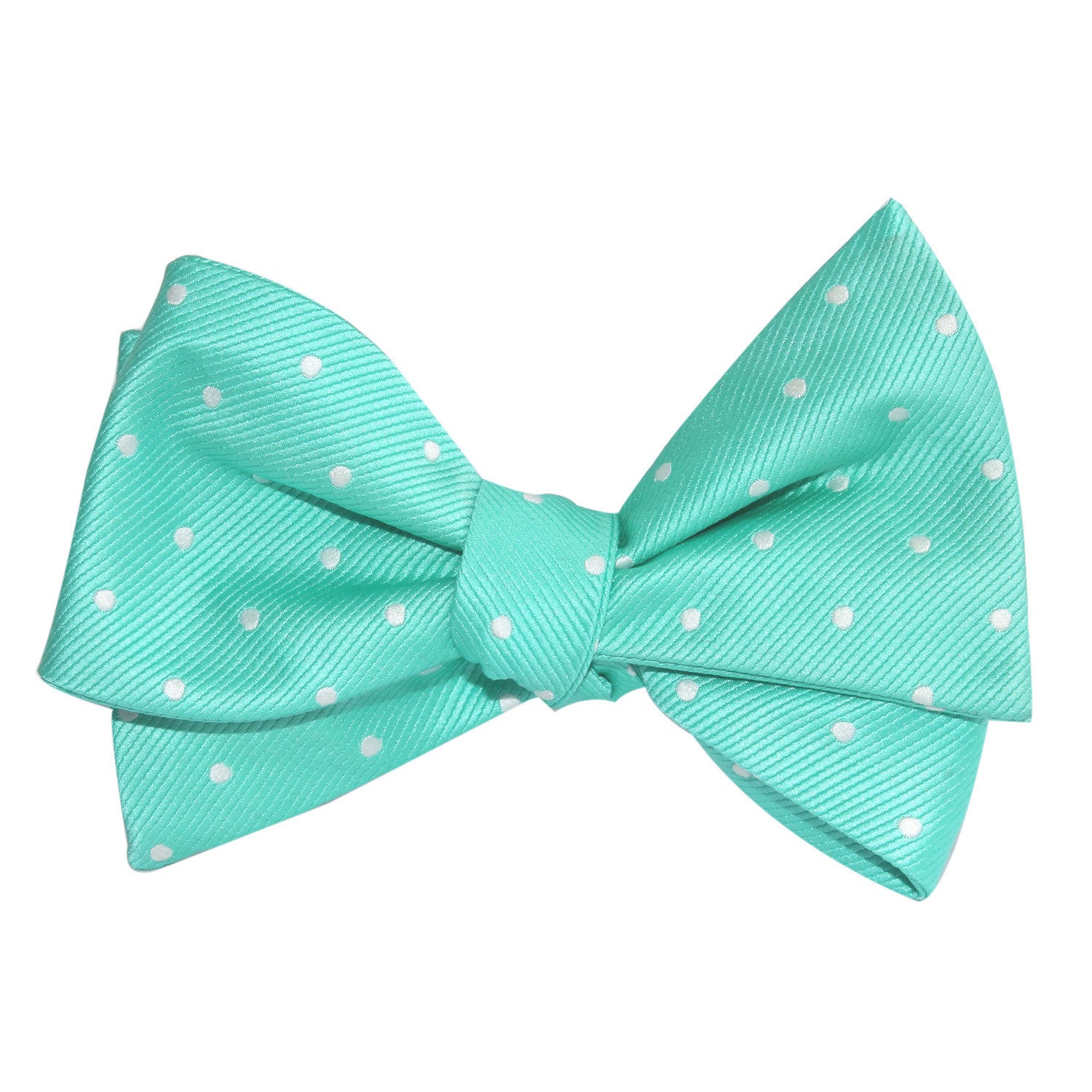 Seafoam Green with White Polka Dots Self Tie Bow Tie