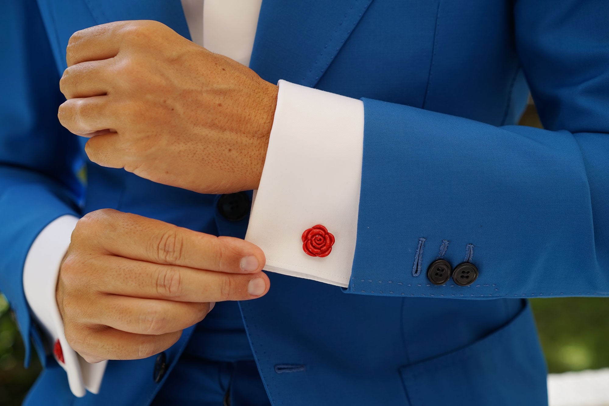 Red Rose Metal Cufflinks