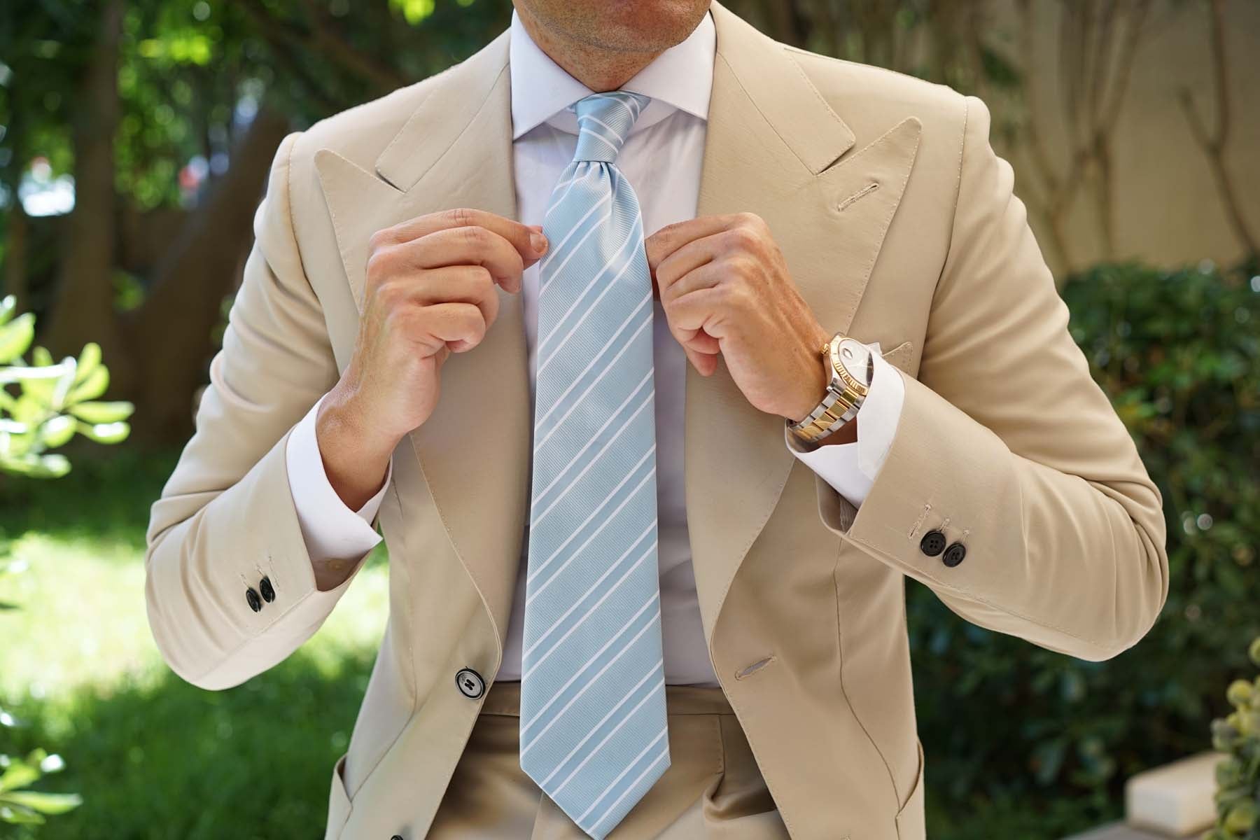 Sky Light Blue Double Stripe Necktie