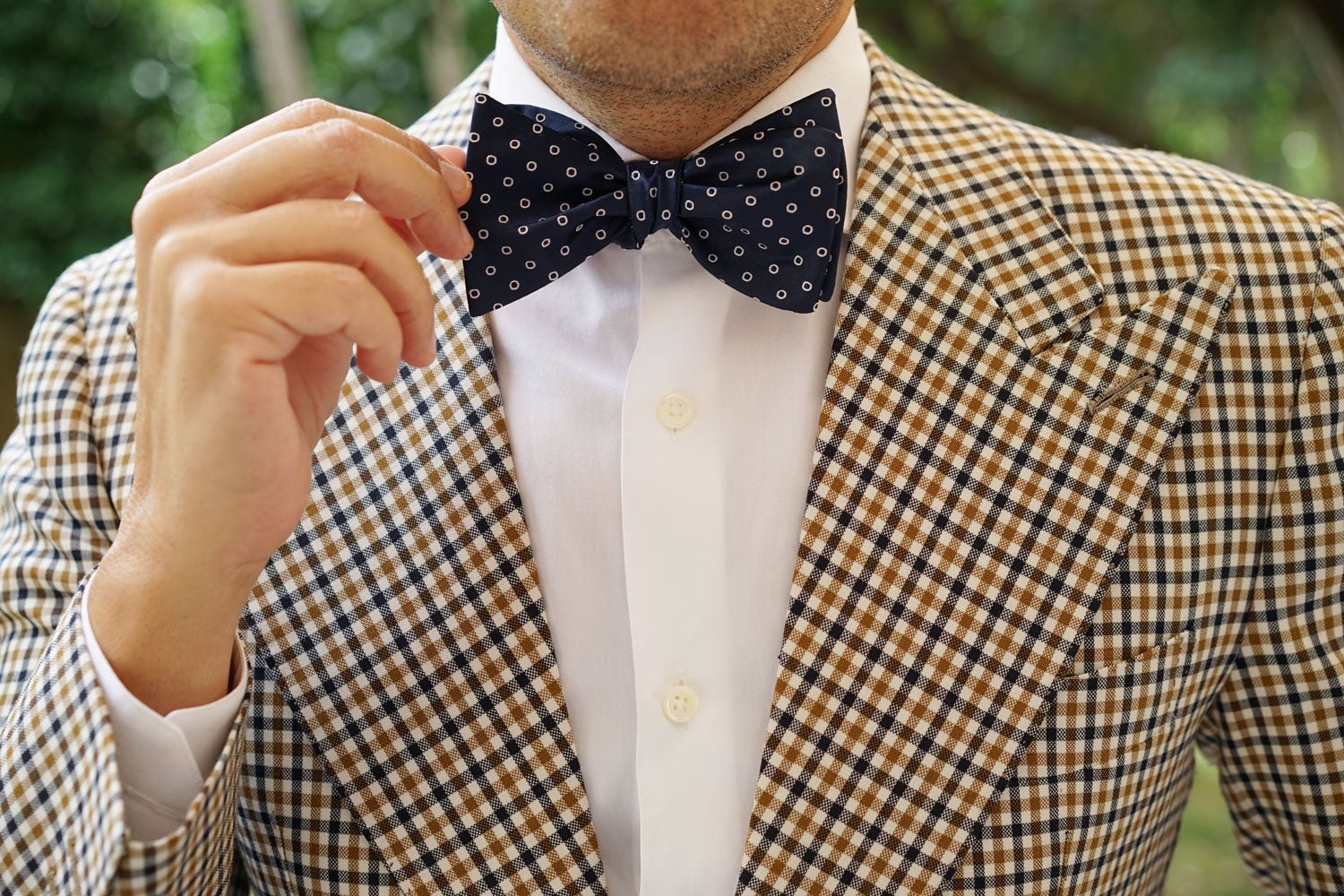 St Barts Navy Polka Dot Self Bow Tie