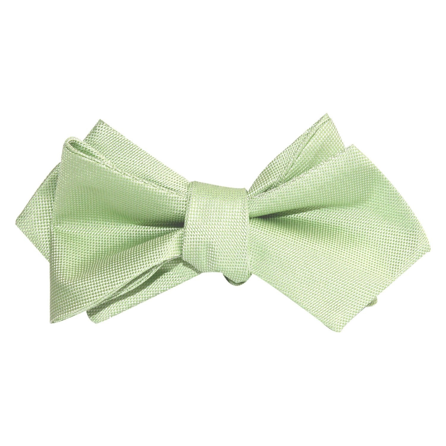 Light Mint Pistachio Green Self Tie Diamond Tip Bow Tie