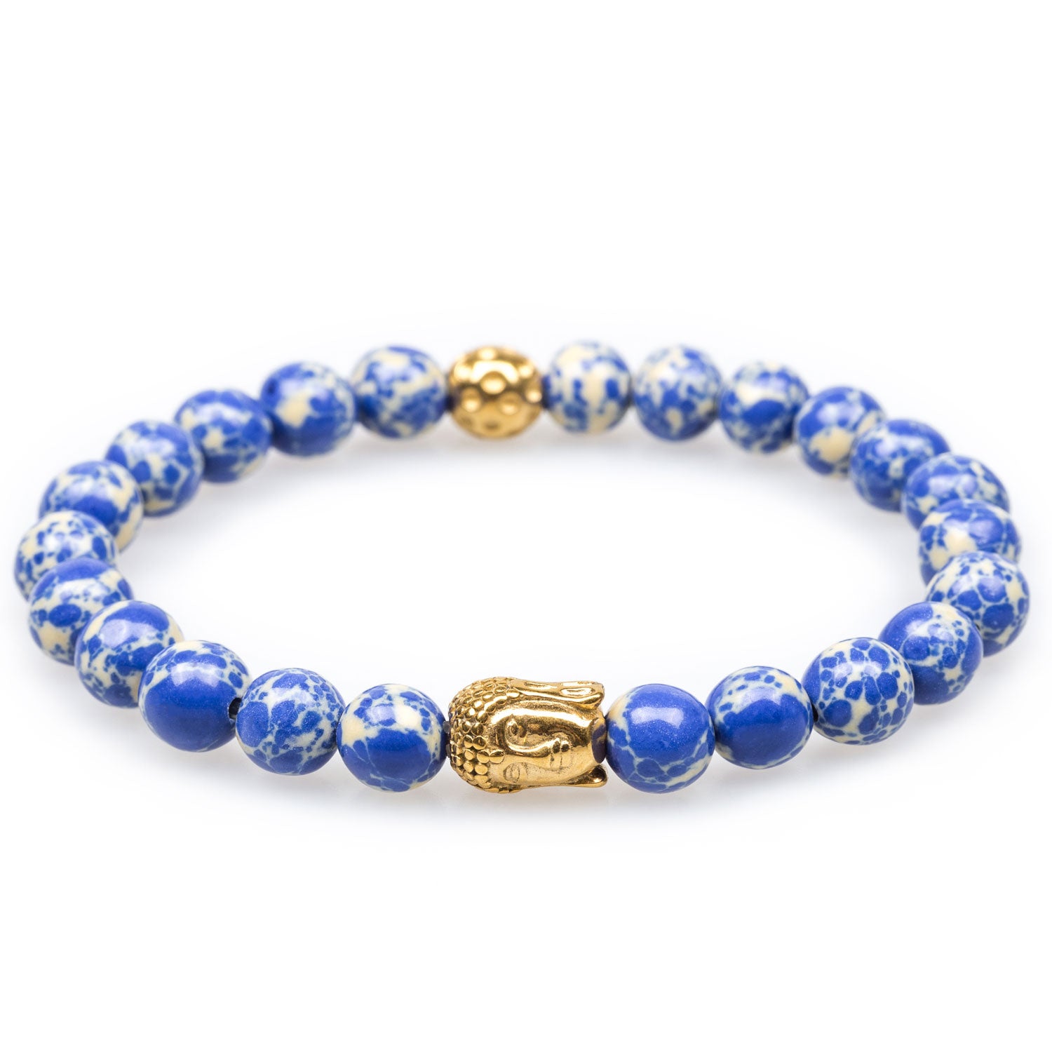 Tibetan Sodalite Gold Buddha Bracelet