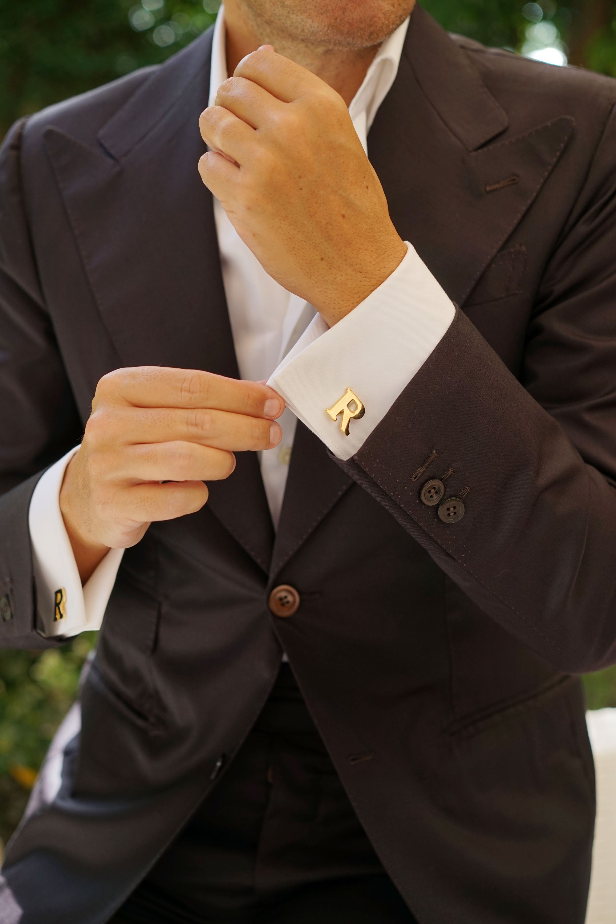 Letter R Gold Cufflinks