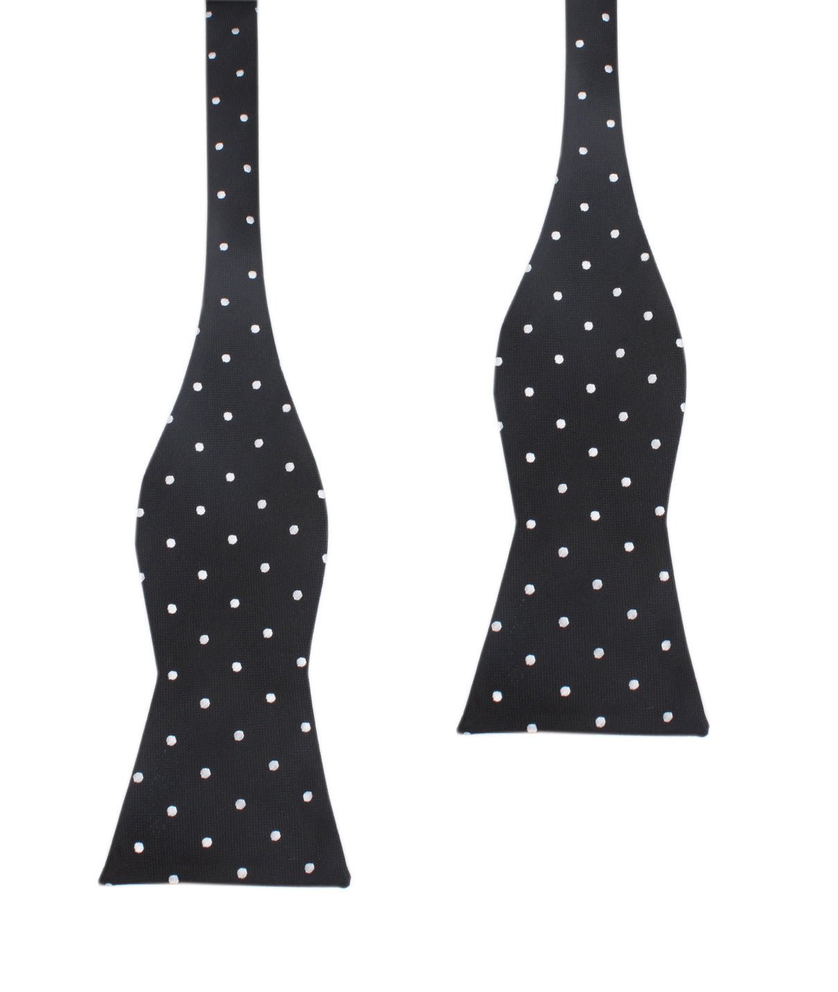 Coal Black with White Polka Dots Self Tie Bow Tie