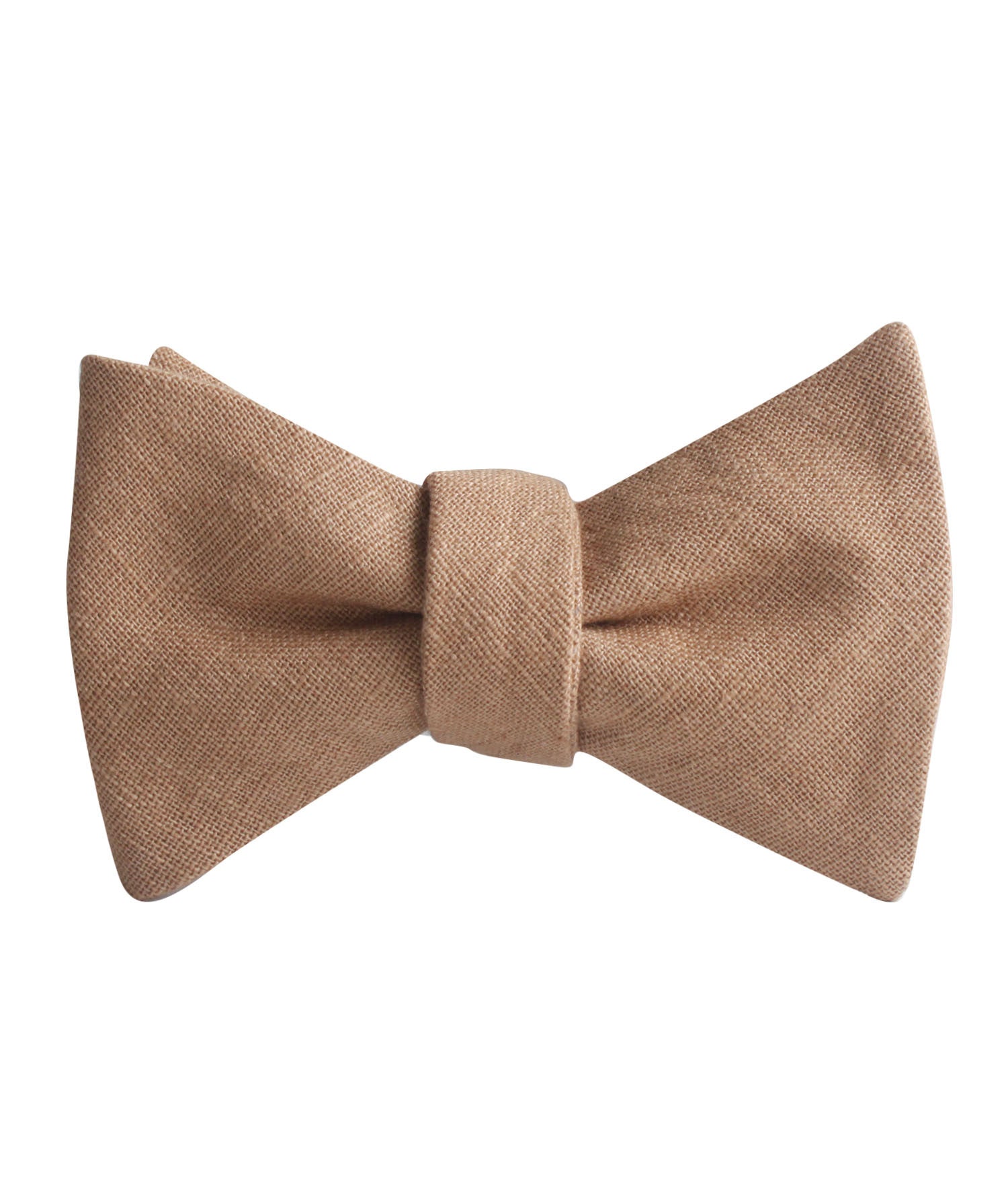 Raw Chocolate Linen Self Bow Tie