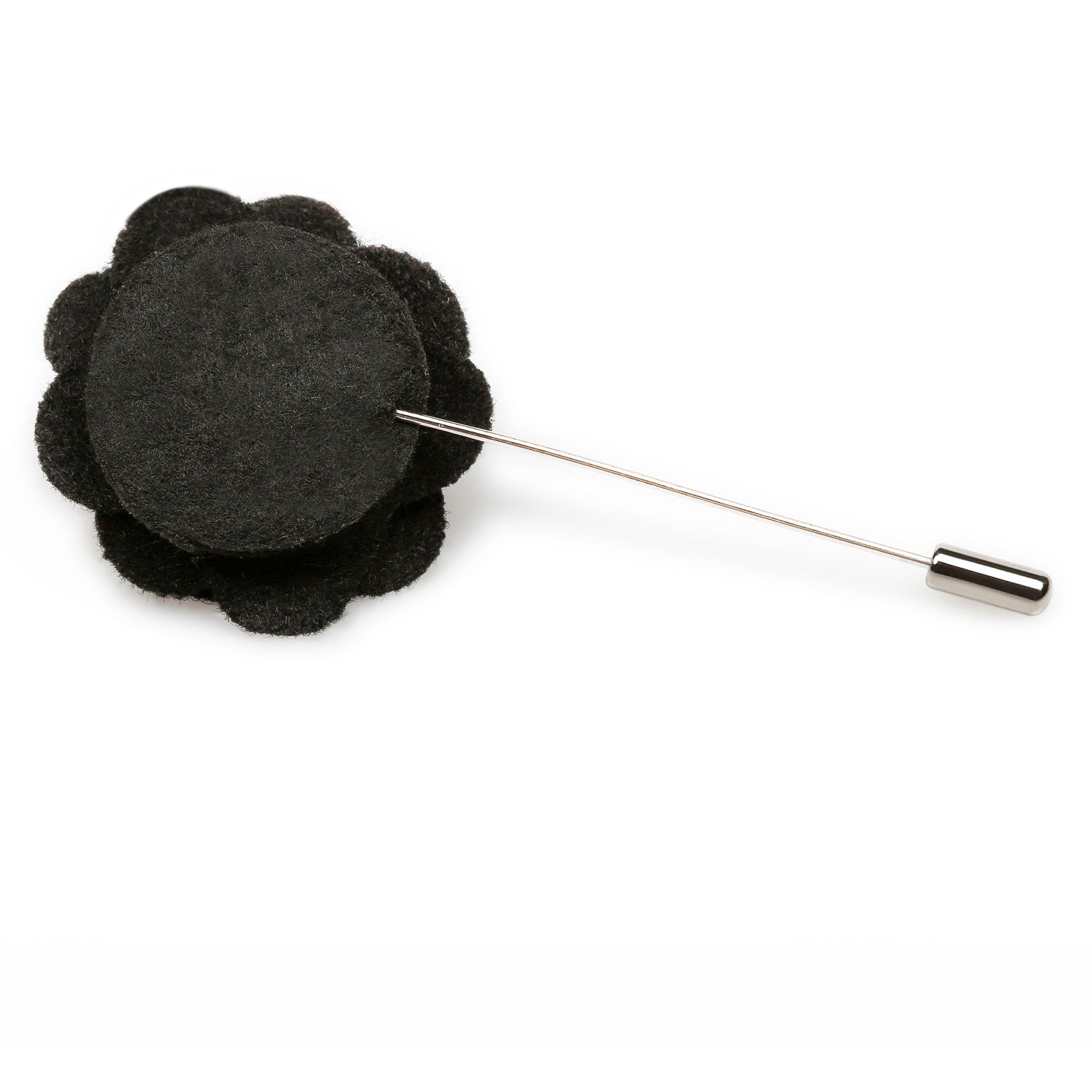 Black Wool Flower Lapel Pin