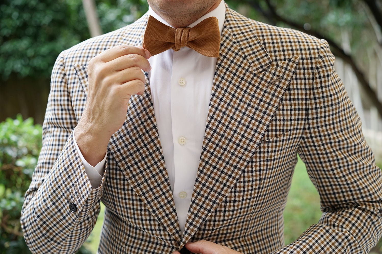 Dark Mustard Twill Linen Self Bow Tie