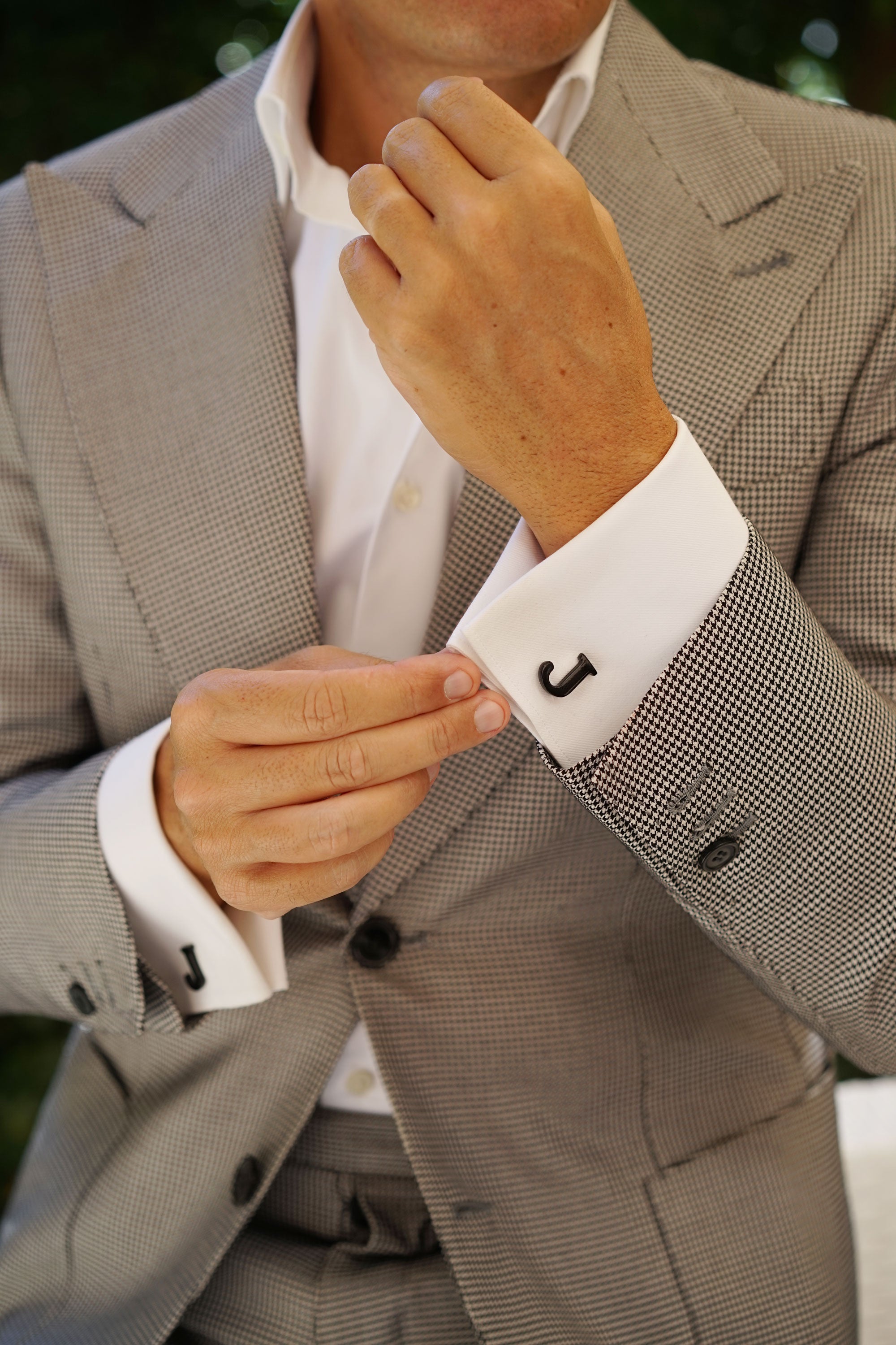 Black And Gold Letter J Cufflinks