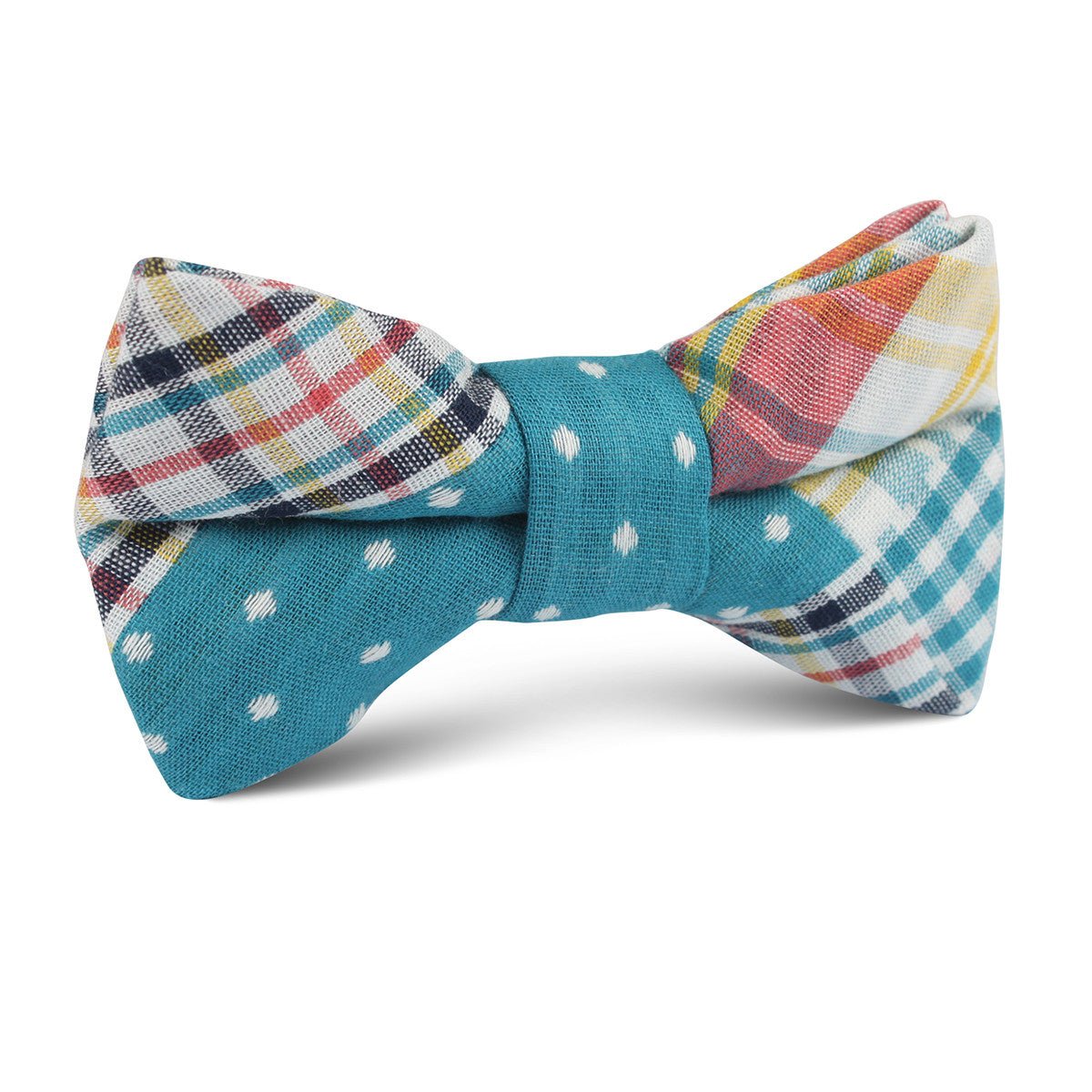 Plaid Blue Gingham Cotton Polka Dot Kids Bow Tie