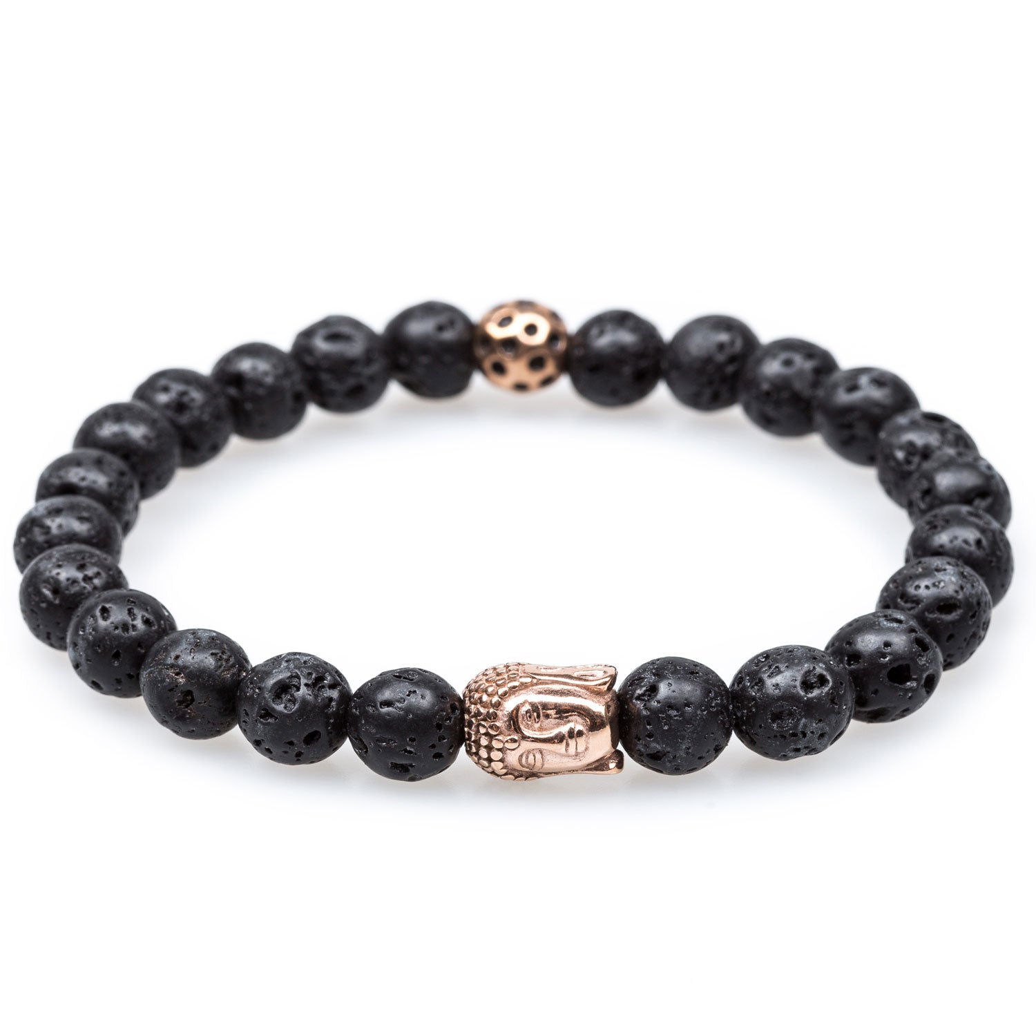 Volcanic Rock Rose Gold Buddha Bracelet