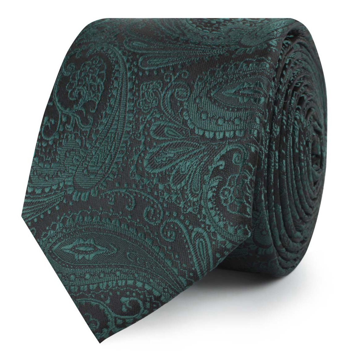 Emerald Green Paisley Skinny Tie