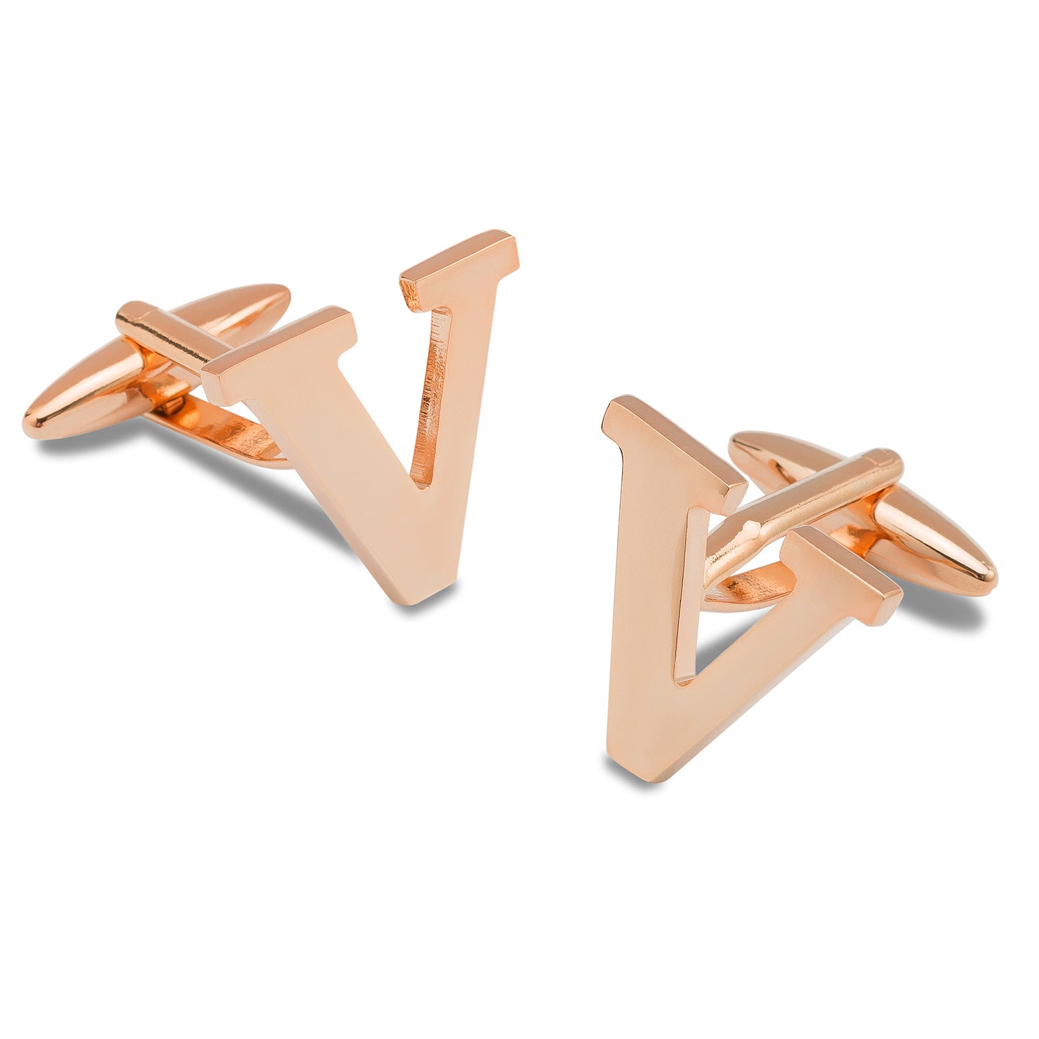 Rose Gold Letter V Cufflinks