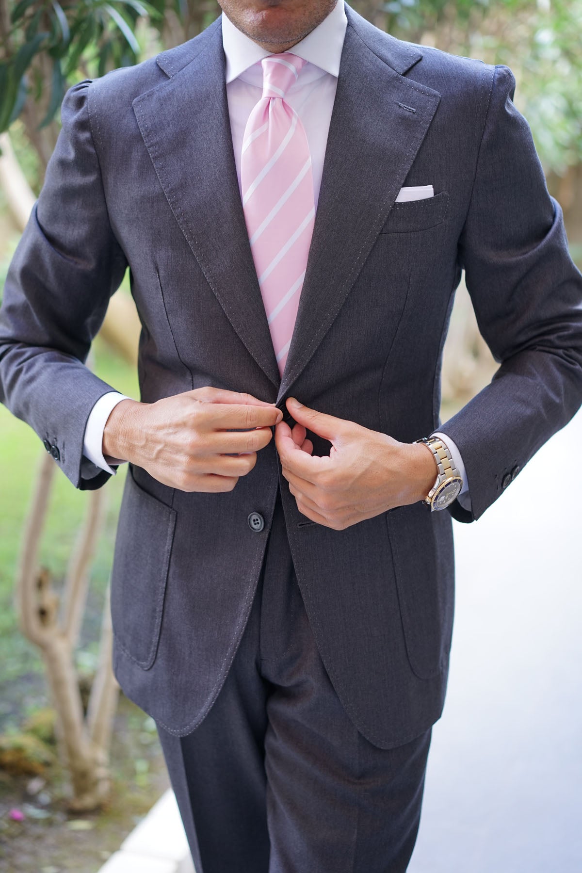 Rose Pink Striped Necktie