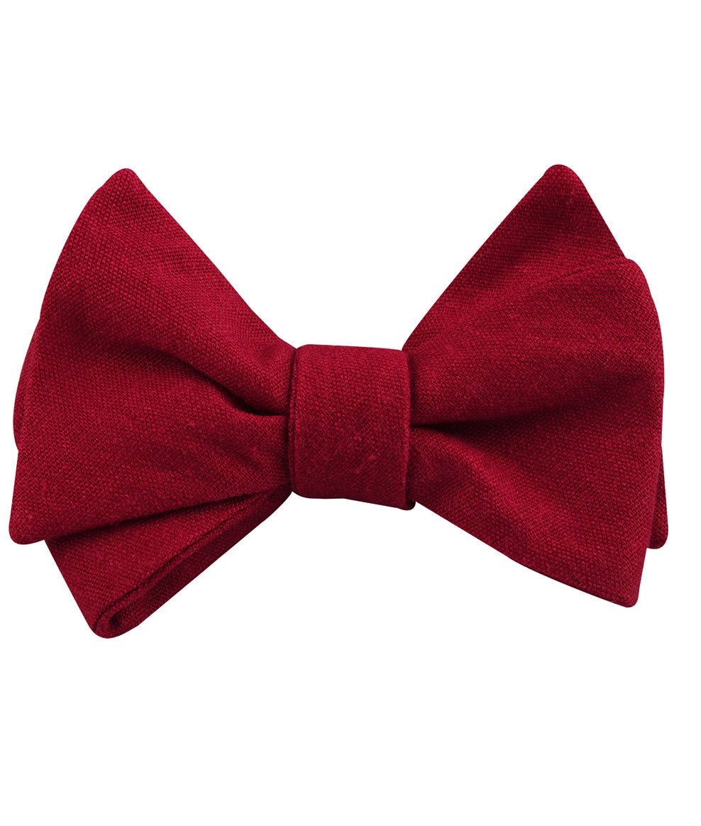 Apple Maroon Linen Self Bow Tie