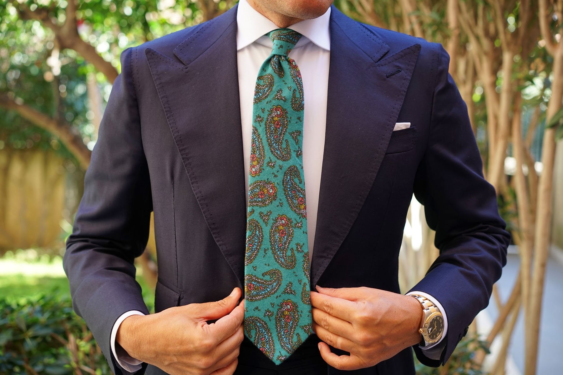 Amer Fort Teal Paisley Necktie