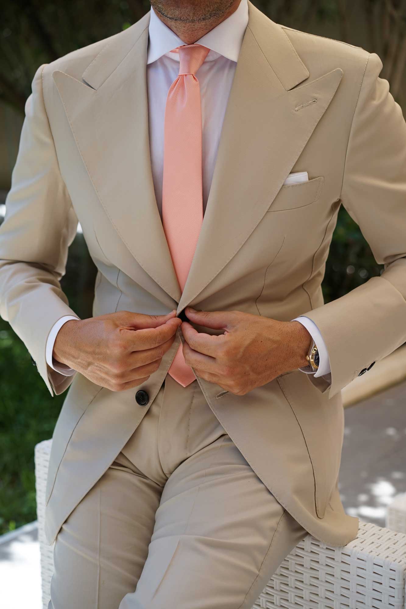 Salmon Frosty Pink Twill Skinny Tie