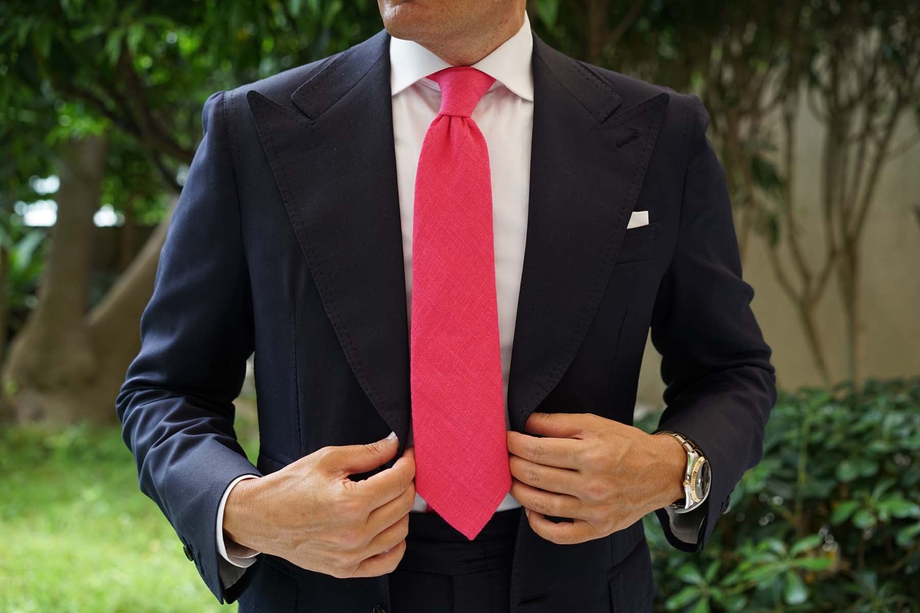 Begonia Hot Pink Linen Necktie