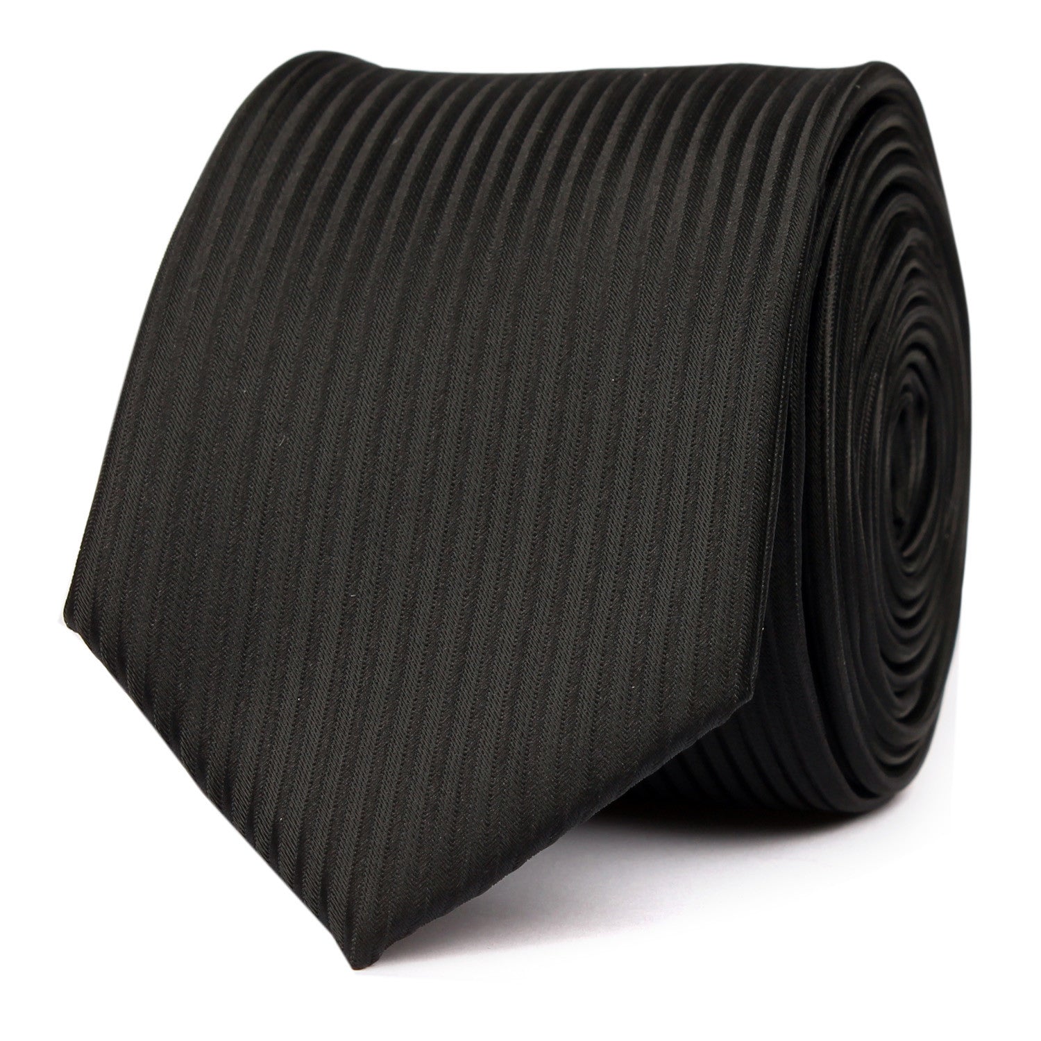 Jet Black Stripes Skinny Tie