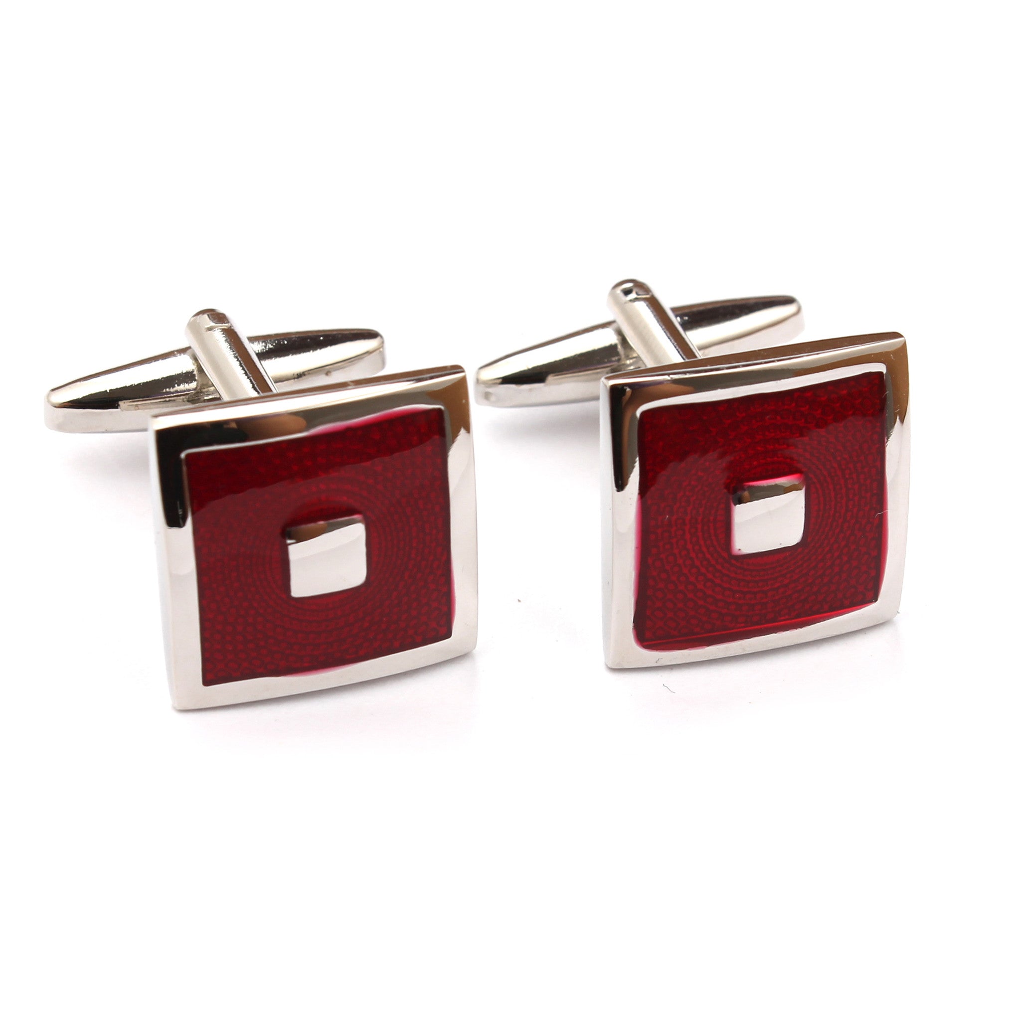 Silver Red Square Cufflinks