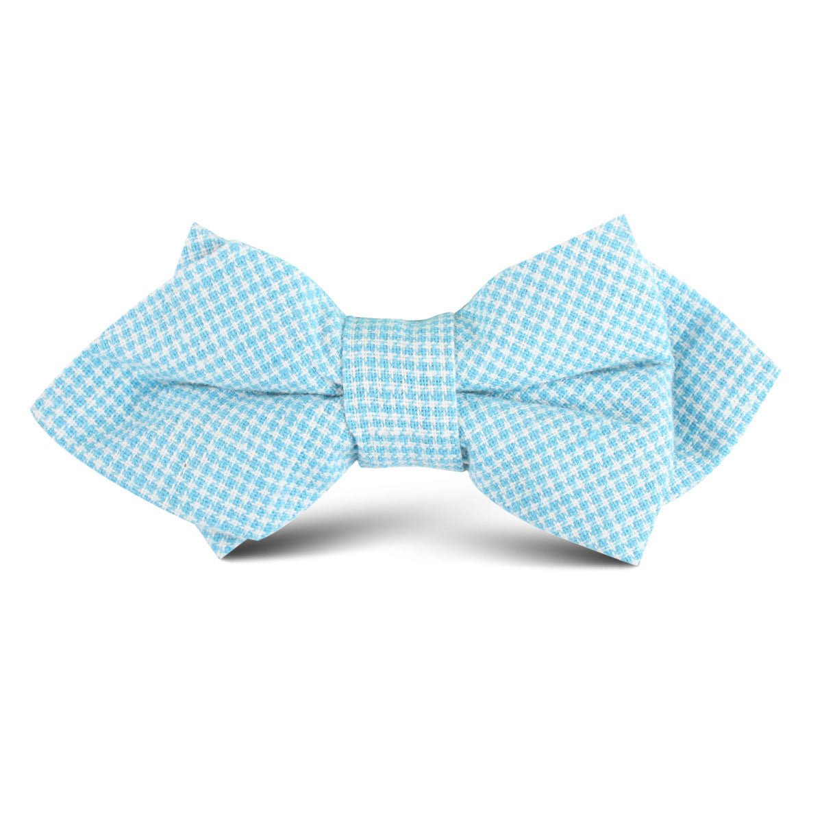 Blue Joy Houndstooth Linen Kids Diamond Bow Tie