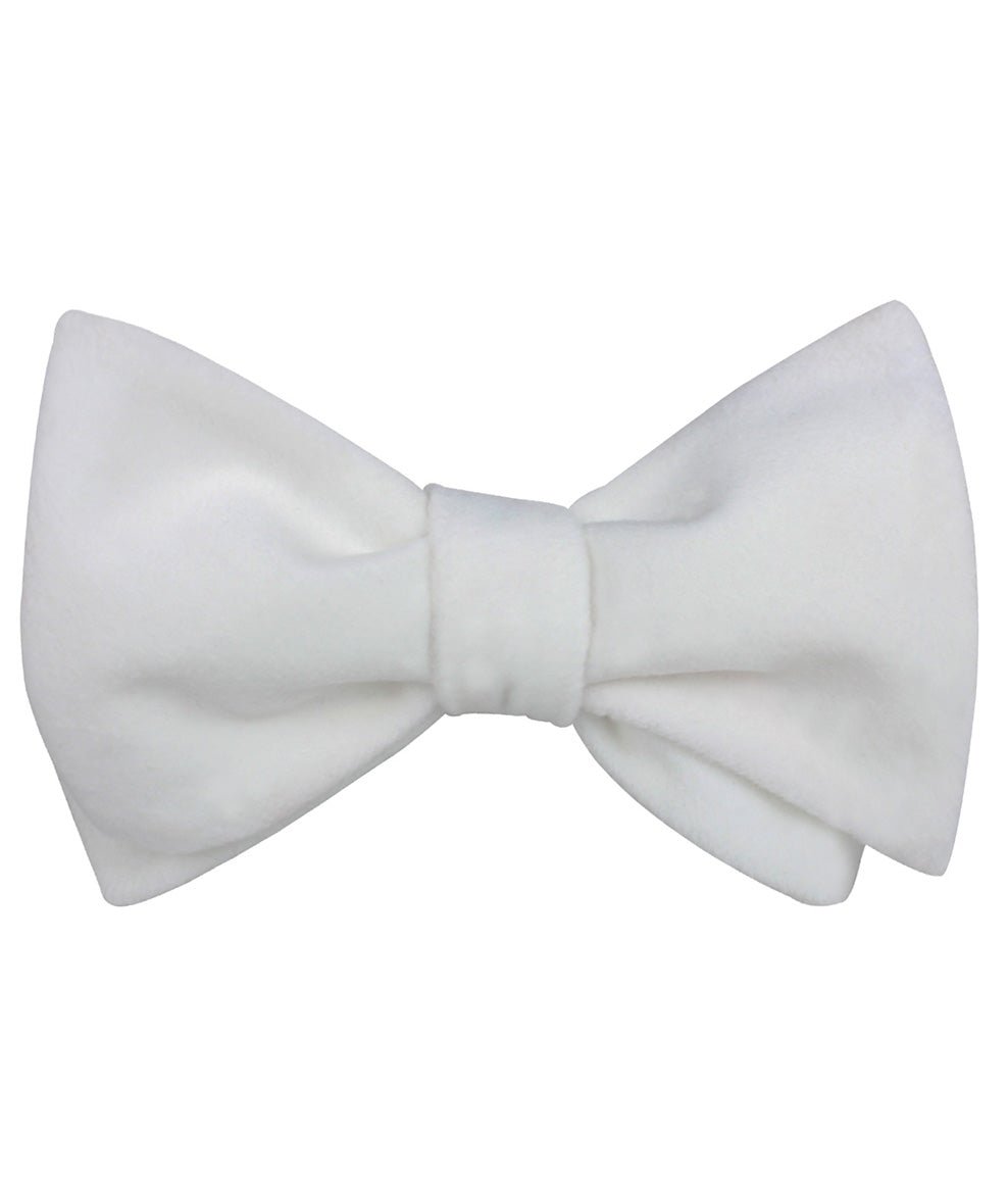 White Velvet Self Bow Tie