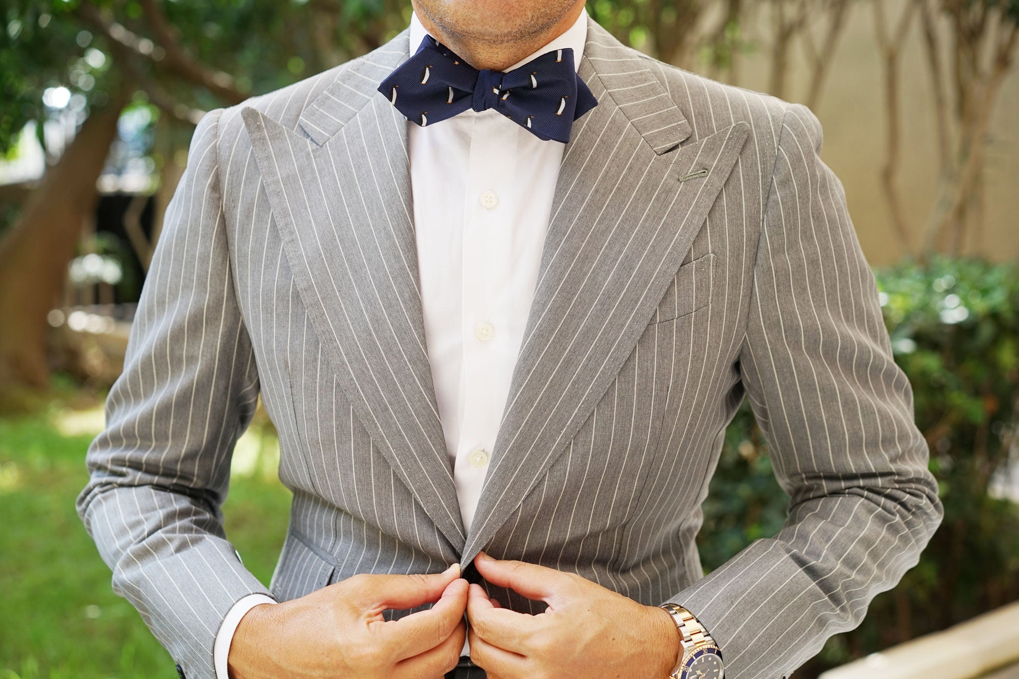 King Penguin Diamond Self Bow Tie