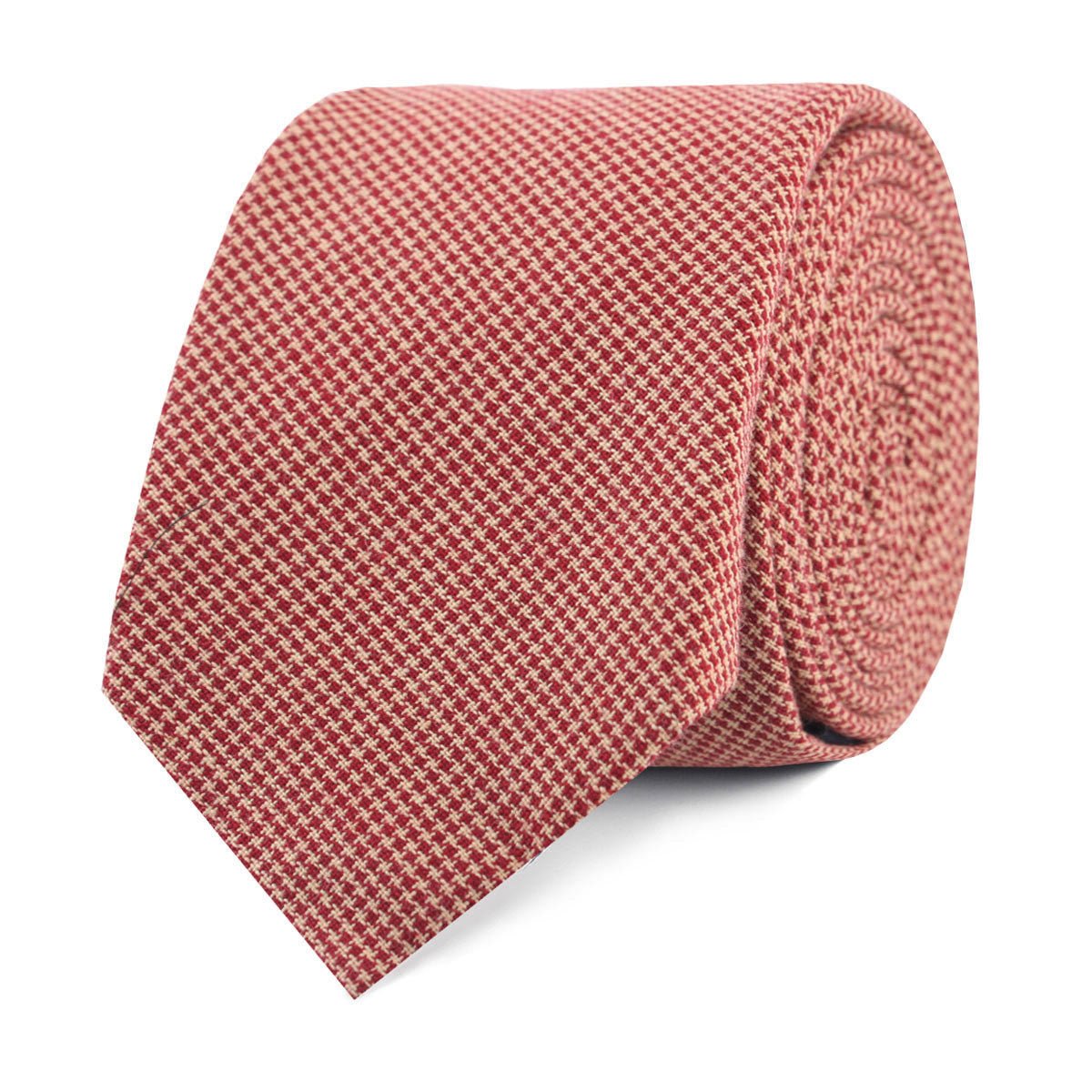 Khaki Red Houndstooth Blend Skinny Tie