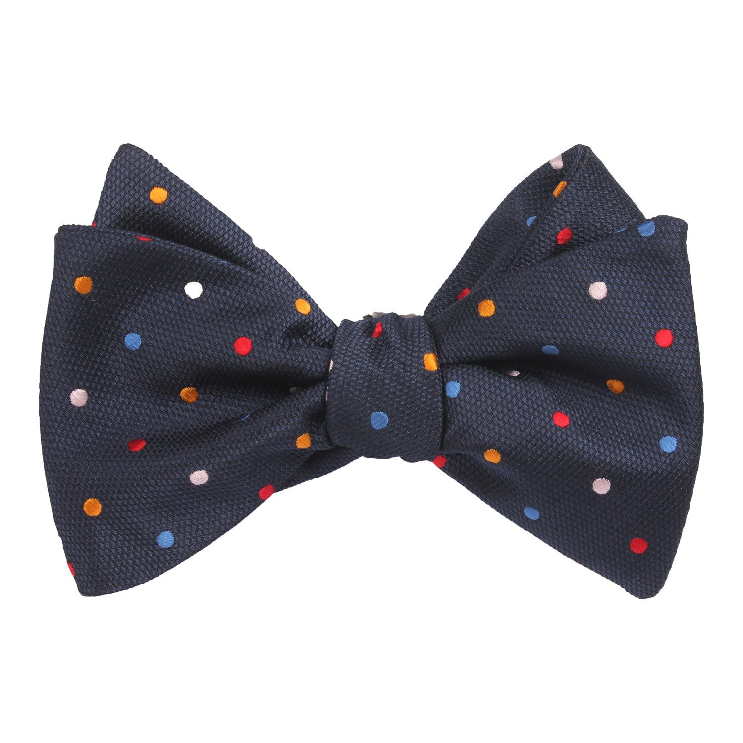 Navy Blue with Confetti Polka Dots Self Tie Bow Tie