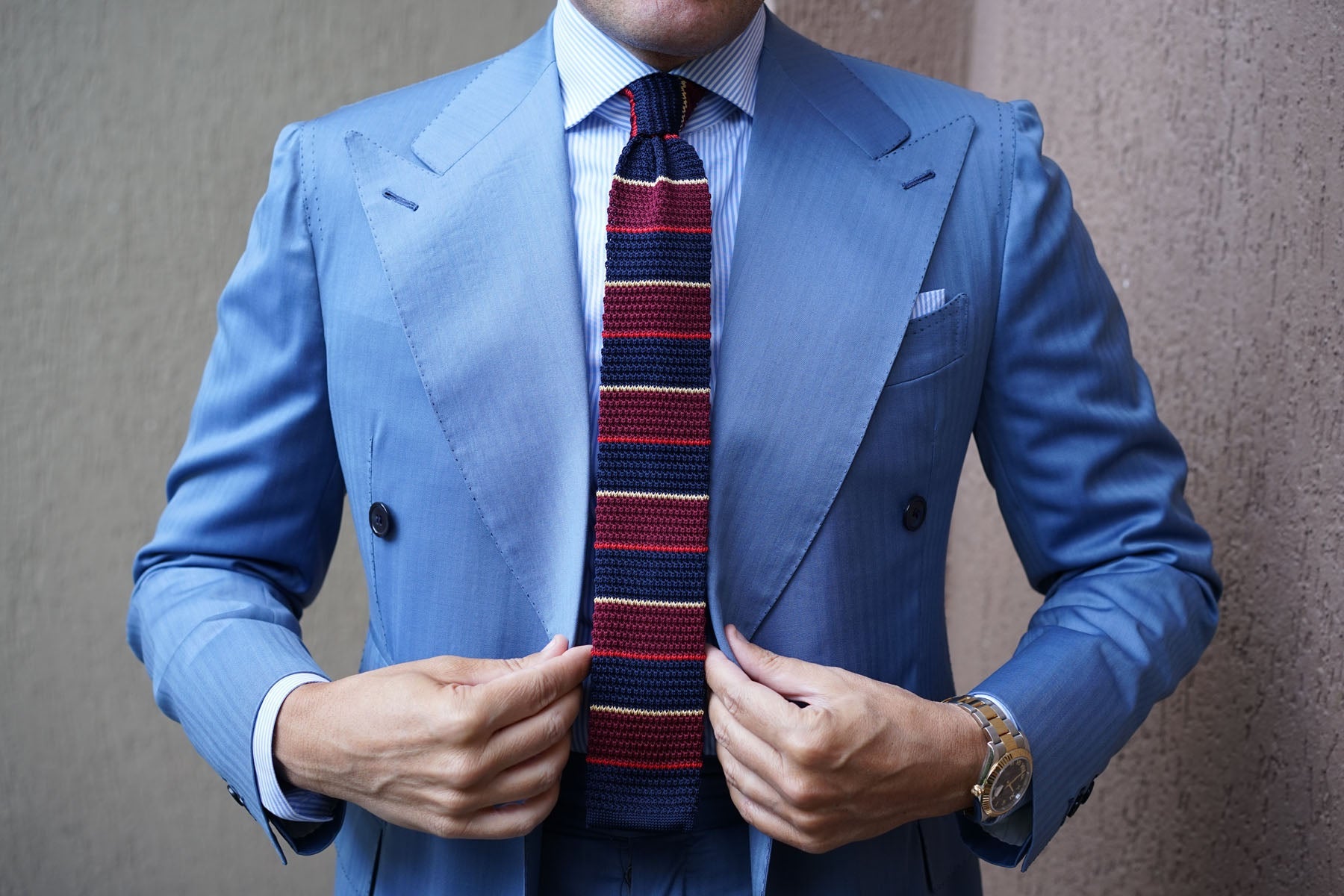 Mr Cooper Maroon Striped Knitted Tie