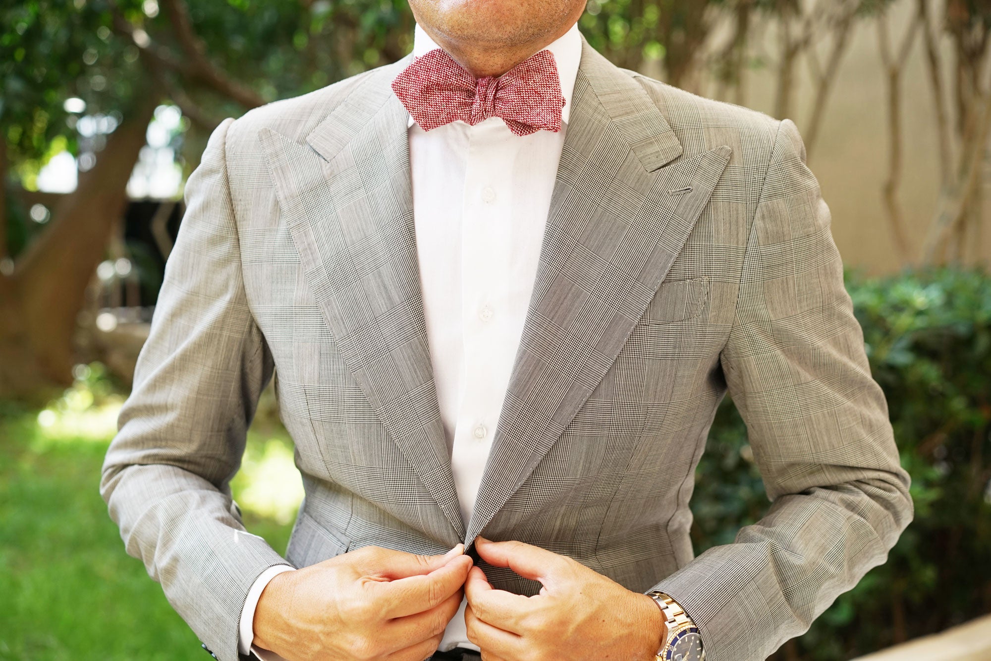 Burgundy Sharkskin Diamond Self Bow Tie