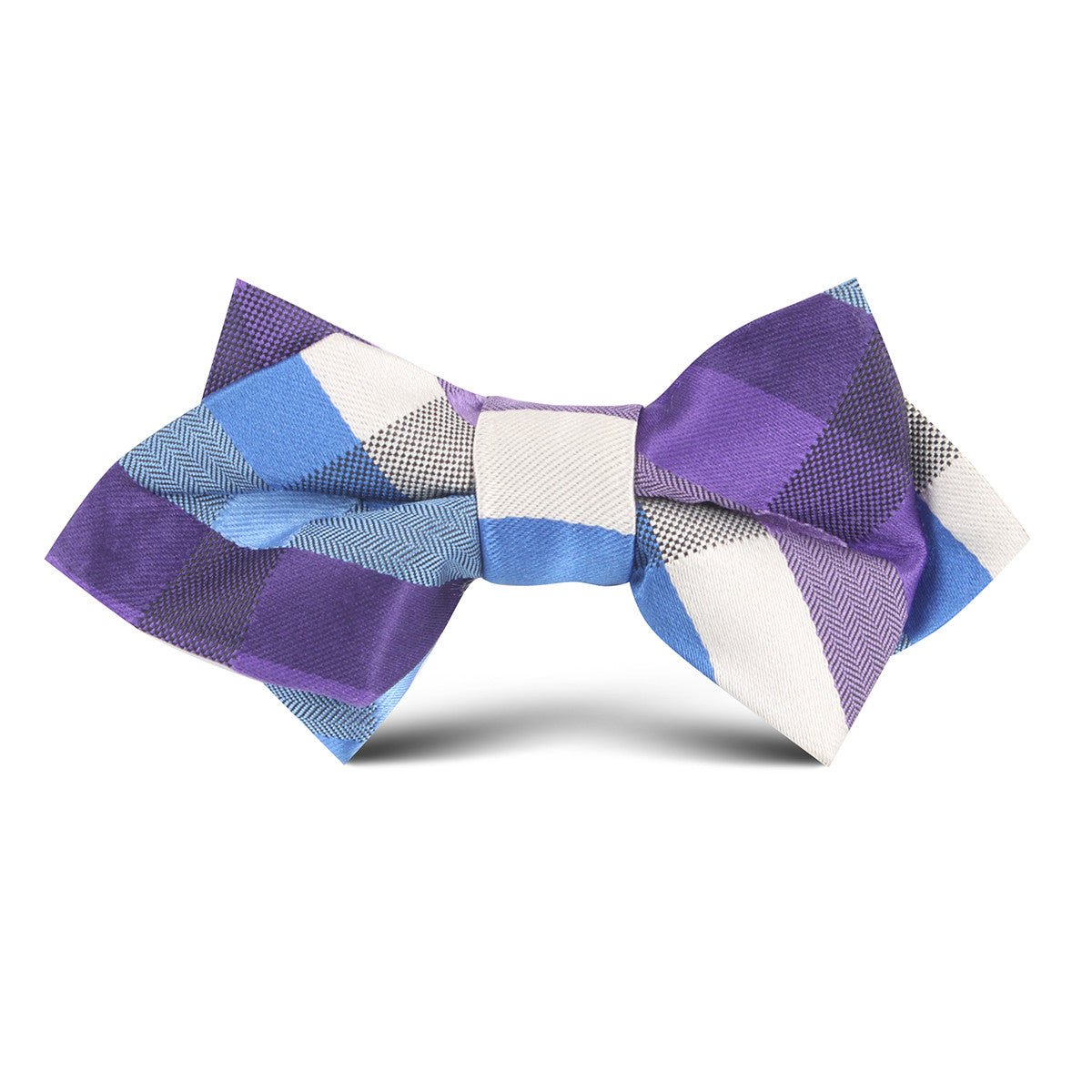 Royal Violet Checkered Kids Diamond Bow Tie