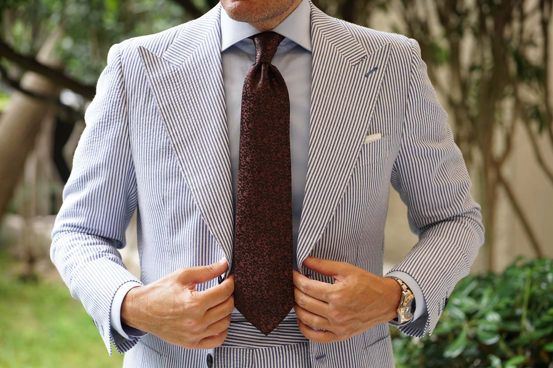 Truffle Brown Floral Necktie