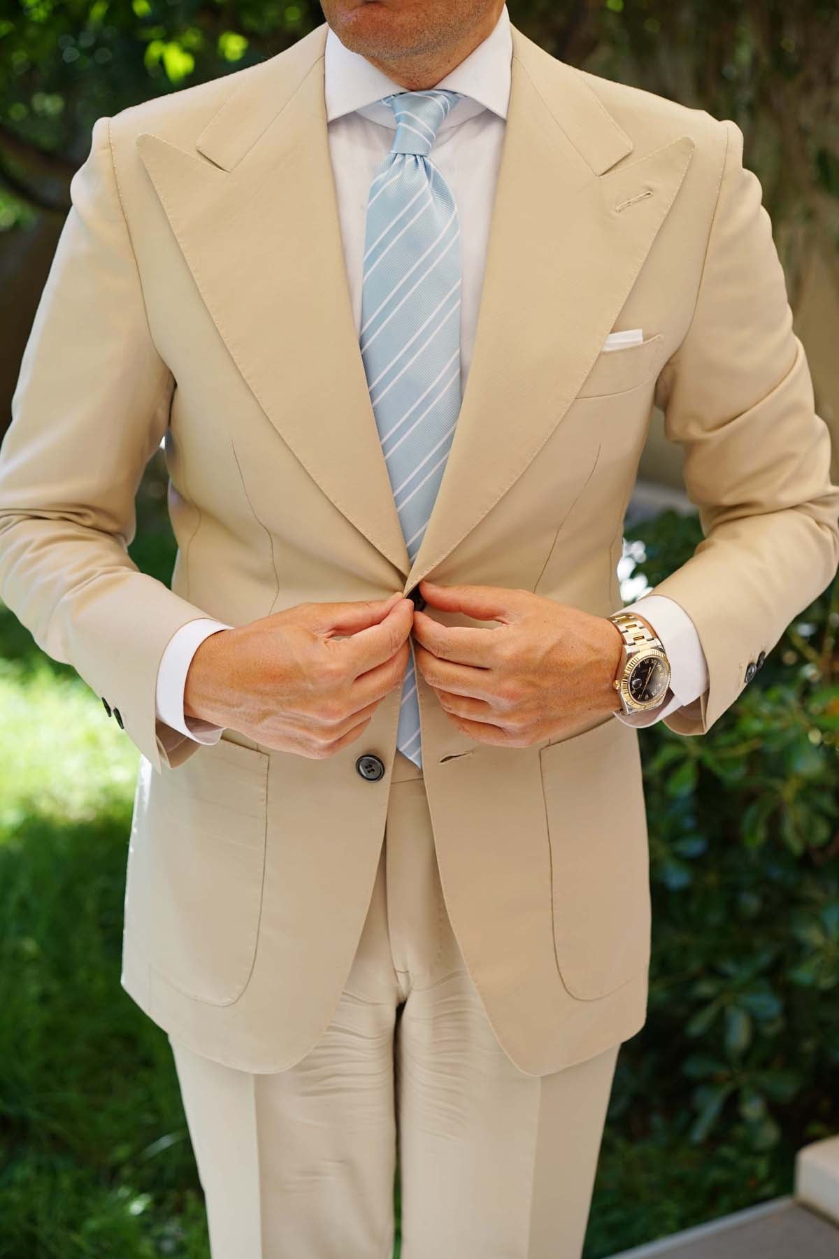 Sky Light Blue Double Stripe Necktie