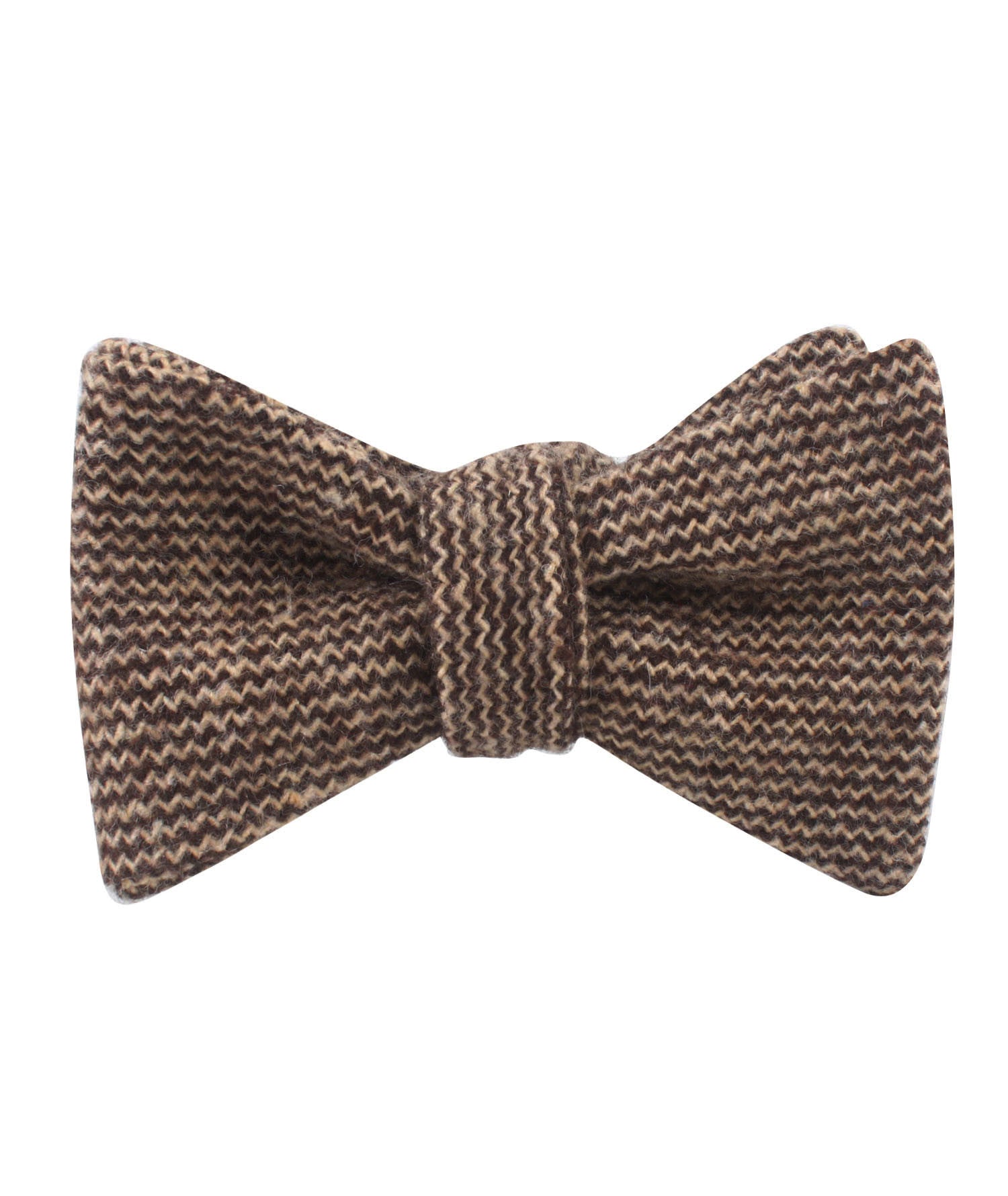 Espresso Brown Zigzag Wool Self Bow Tie