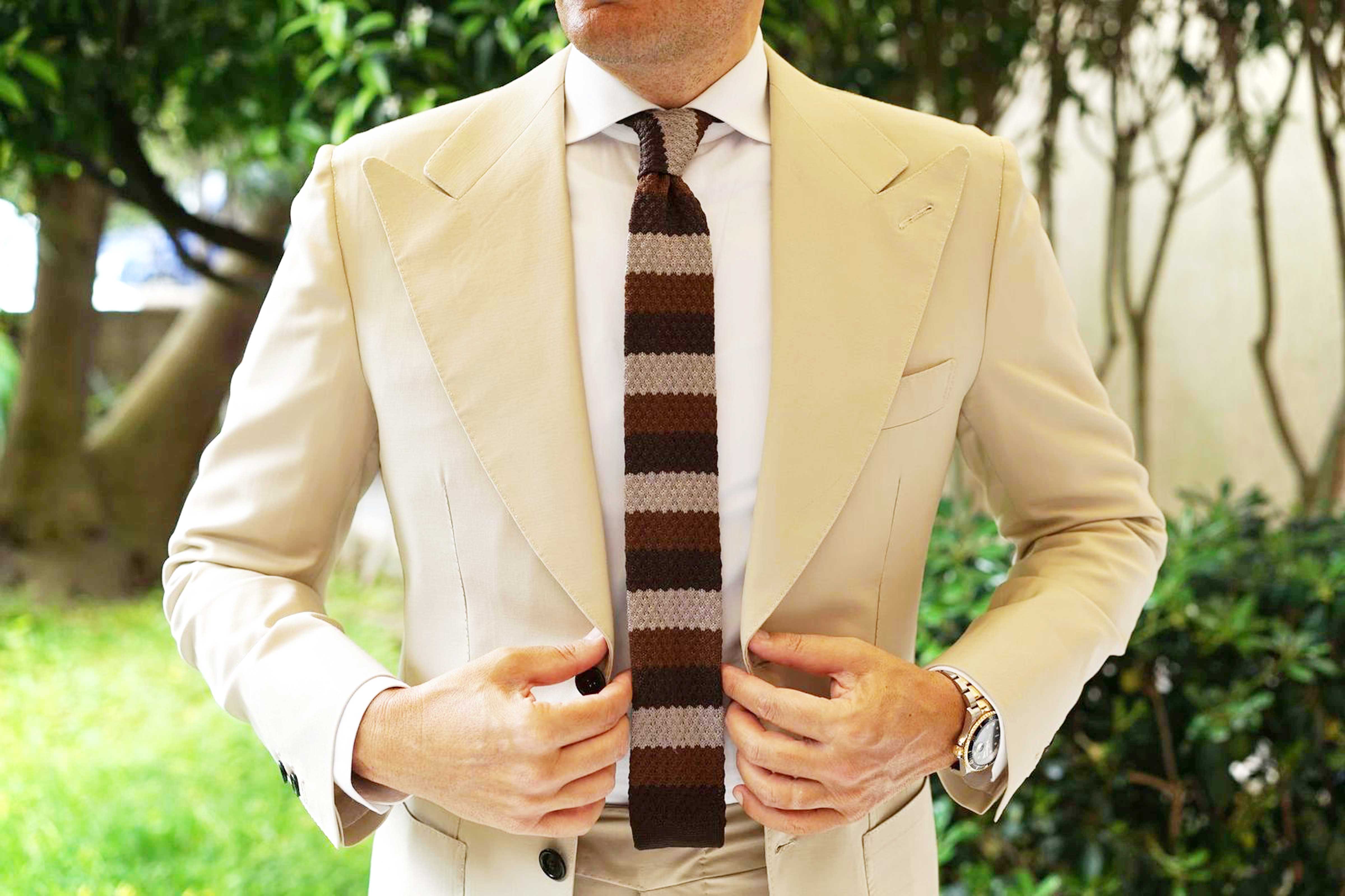 Three Shades of Brown Knitted Tie