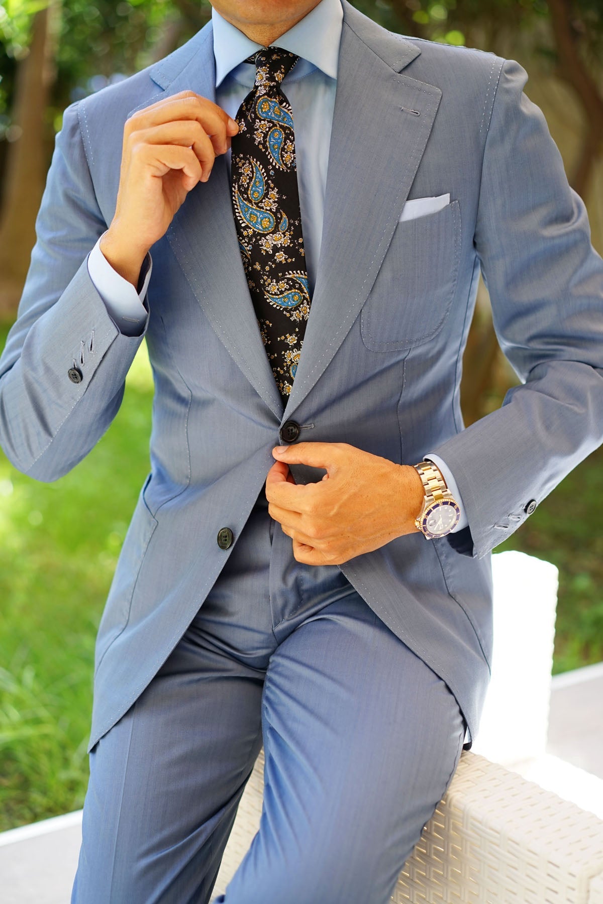 Venetian Lagoon Blue Paisley Tie