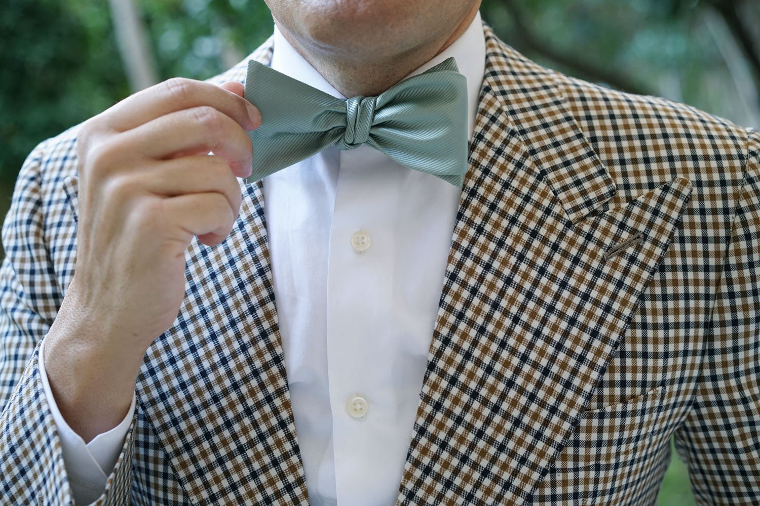 Sage Green Twill Self Bow Tie