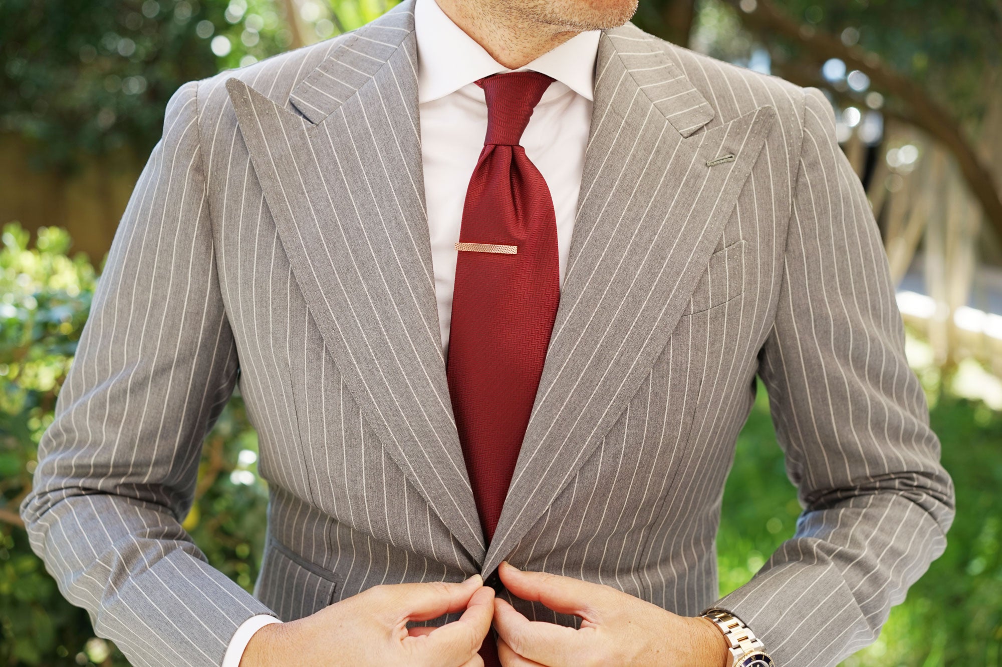 Mini Rose Gold Crosshatch Tie Bar