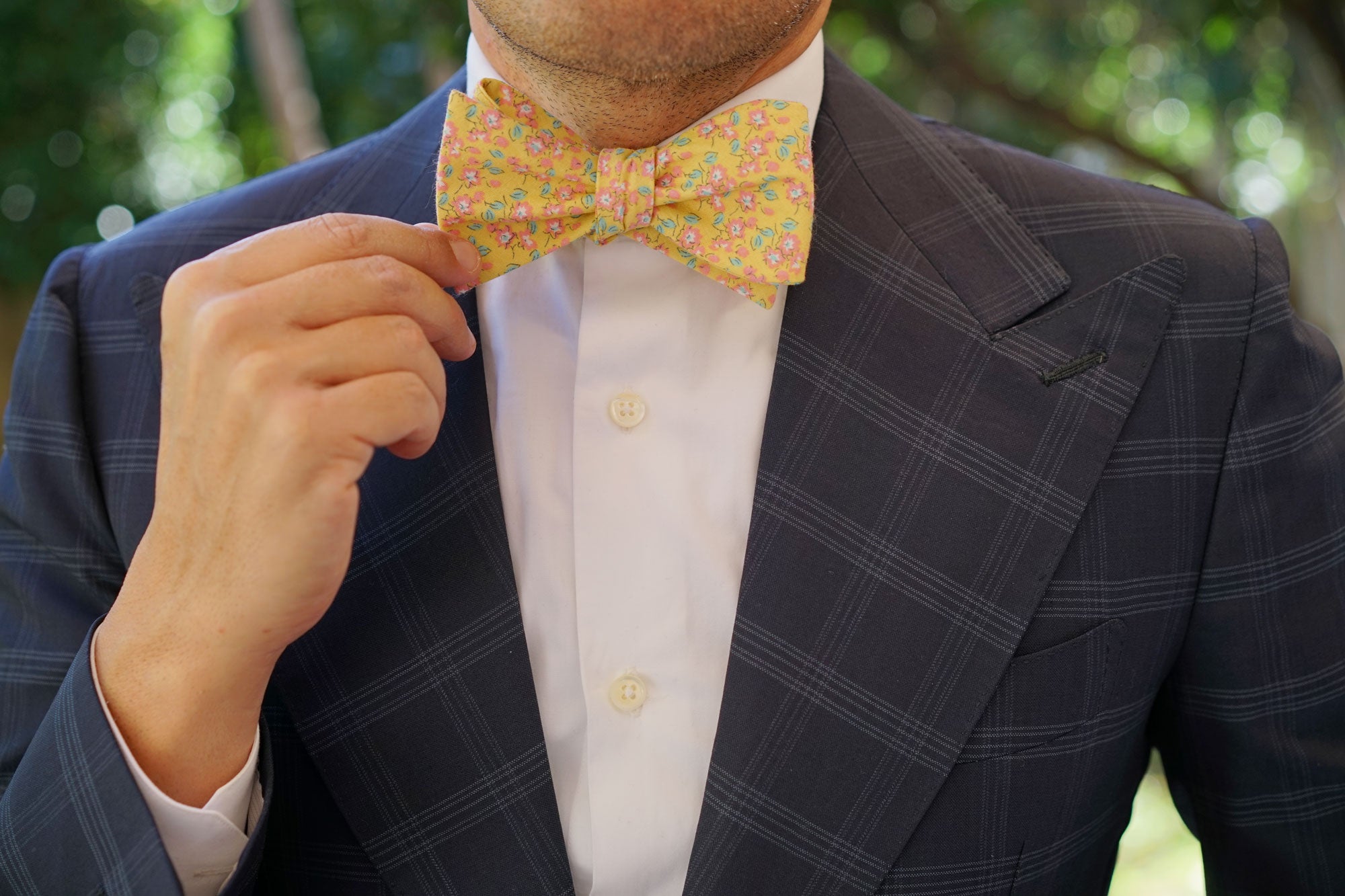 Phi Phi Yellow Floral Self Bow Tie