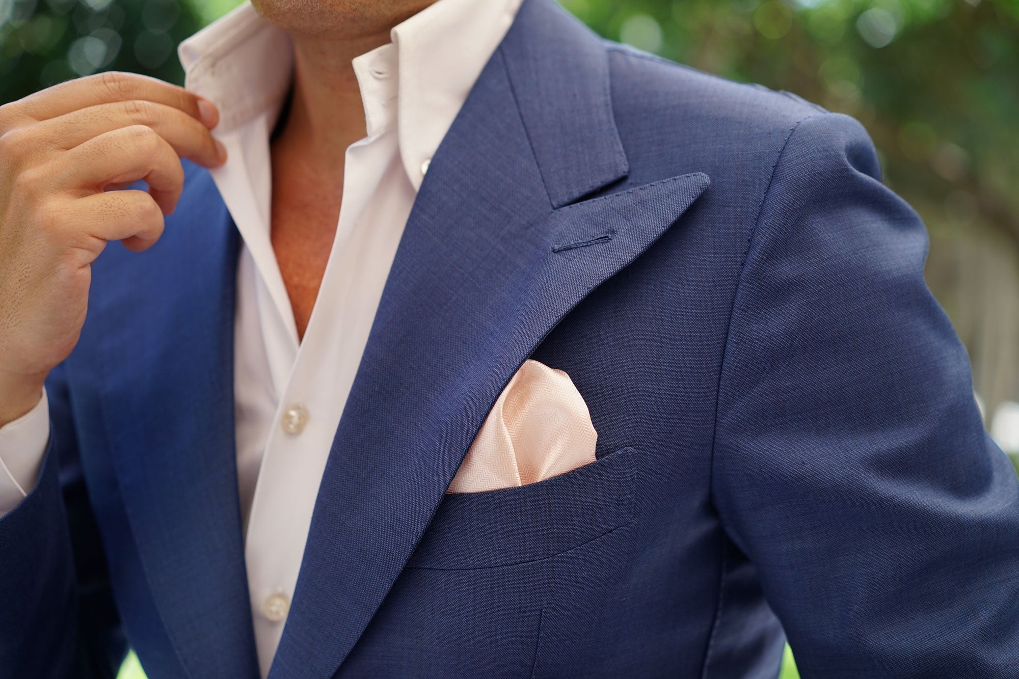 Blush Pink Herringbone Pocket Square