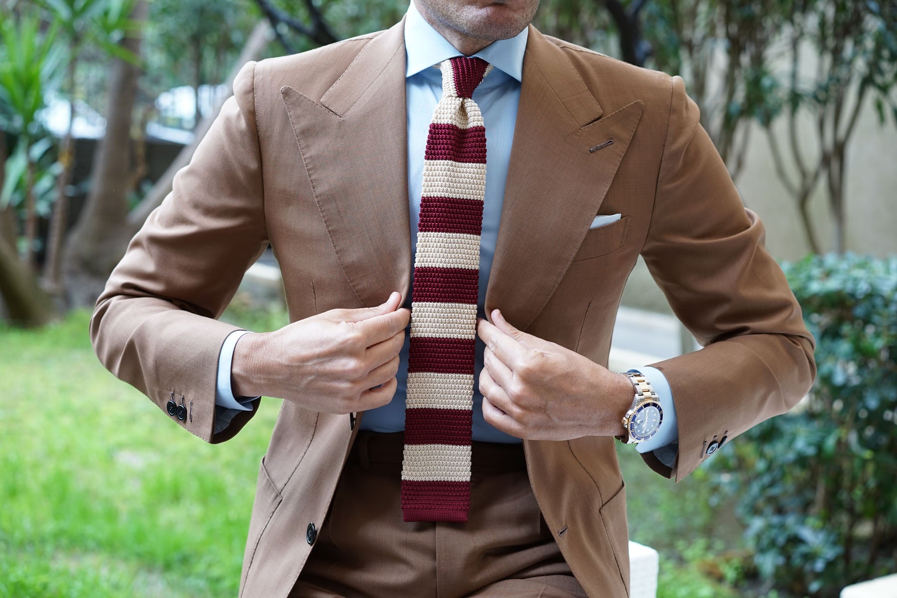 Burgundy Vanilla Knitted Tie