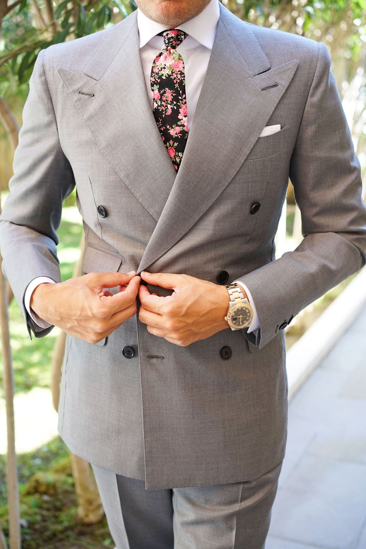 Carnation Floral Pink Skinny Tie