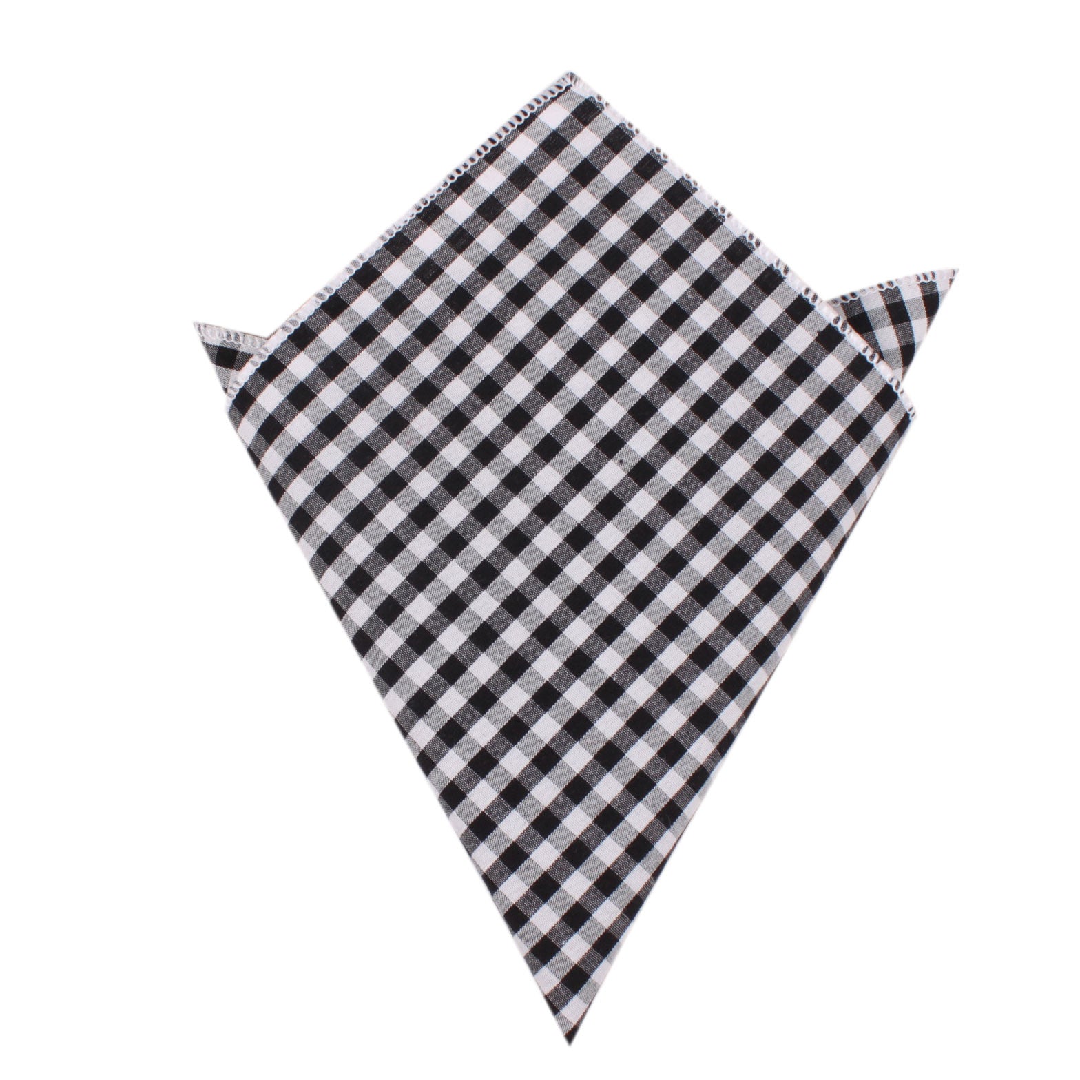 Black and White Gingham Cotton Pocket Square