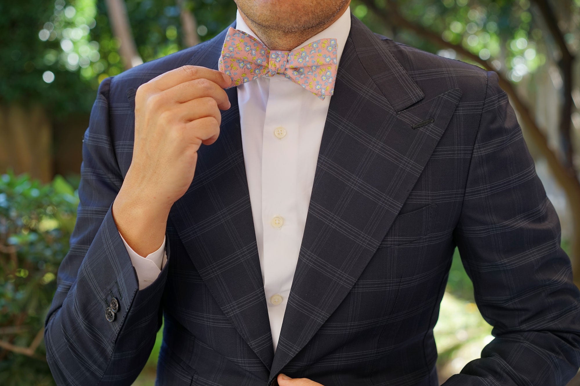 Isle of Skye Peach Floral Self Bow Tie