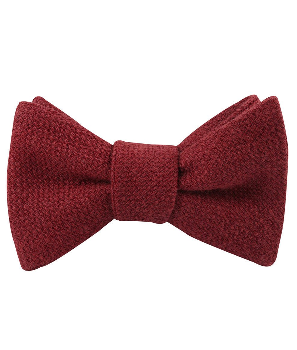 Burnt Burgundy Basket Weave Linen Self Bow Tie