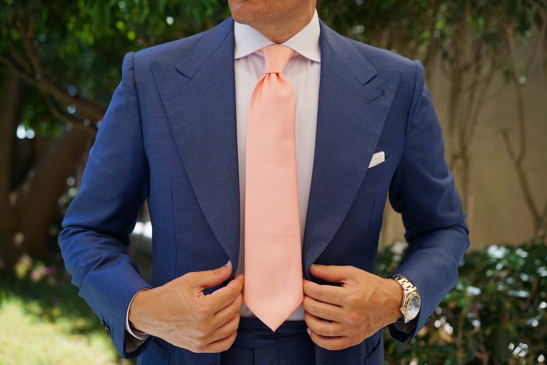 Salmon Frosty Pink Twill Necktie